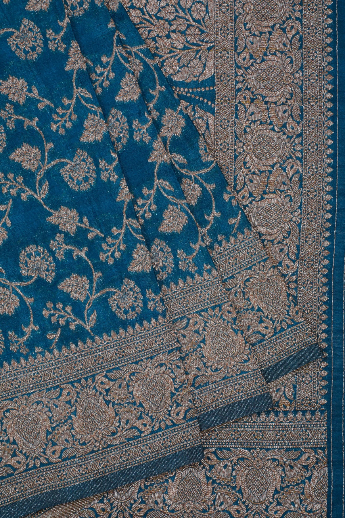 Peacock Blue Powerloom Designer Georgette Saree