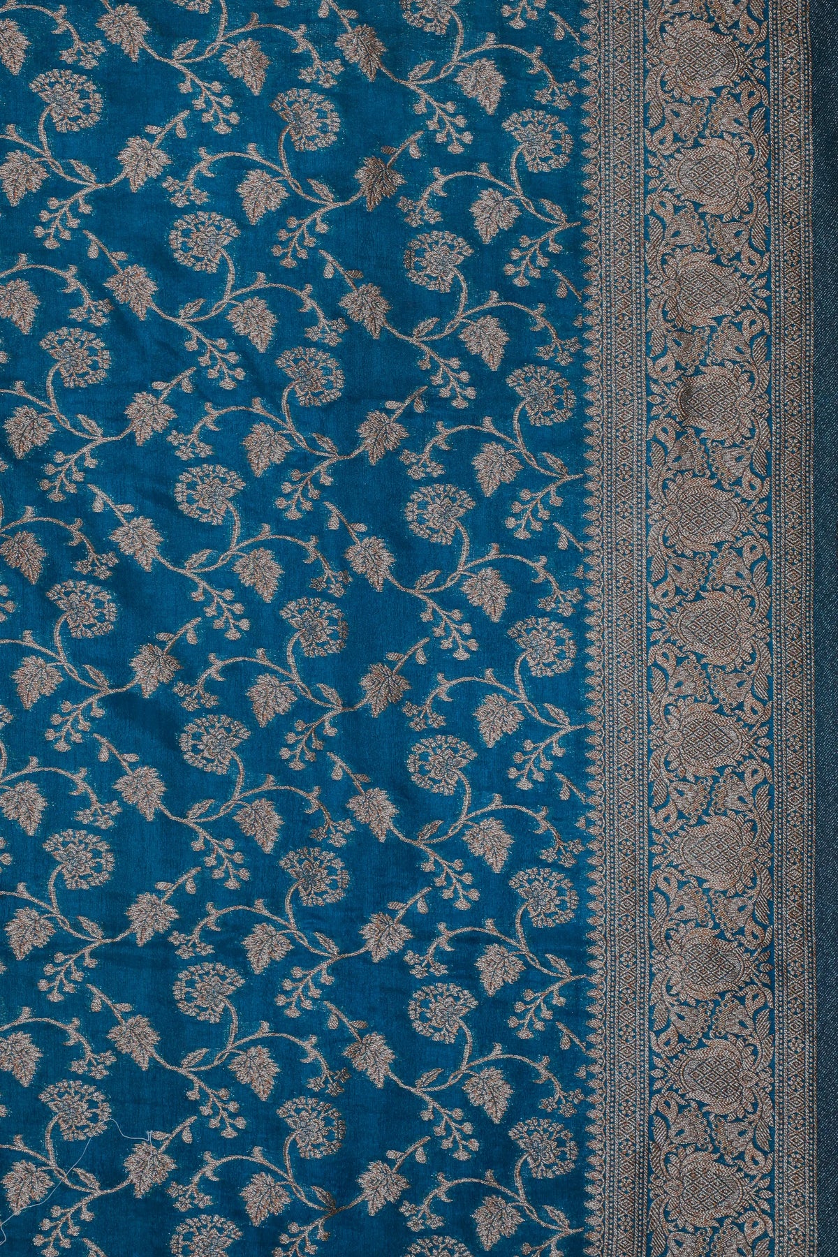 Peacock Blue Powerloom Designer Georgette Saree