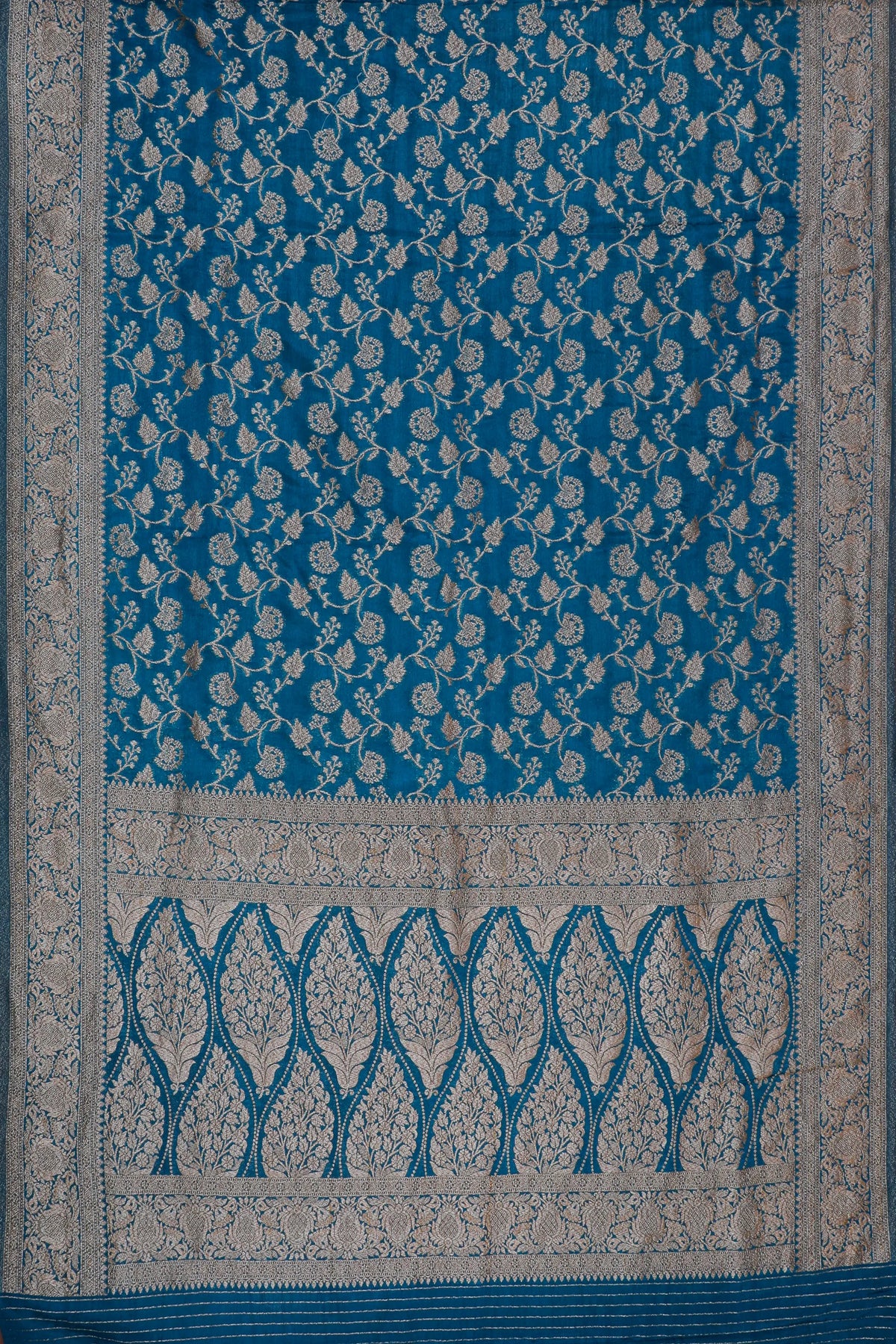 Peacock Blue Powerloom Designer Georgette Saree