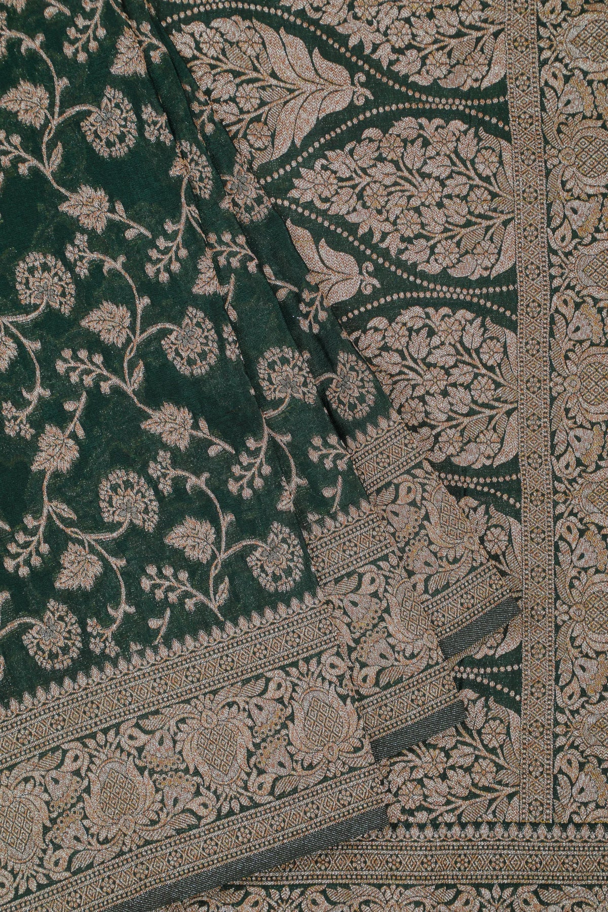 Green Powerloom Designer Georgette Saree