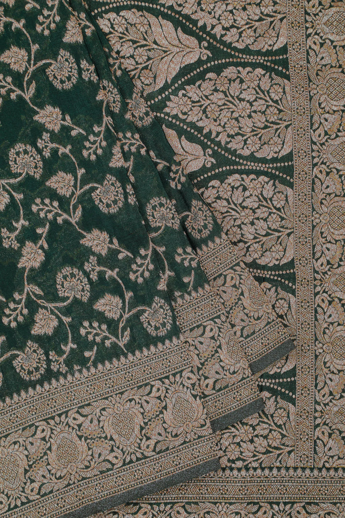 Green Powerloom Designer Georgette Saree