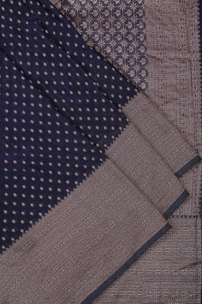Navy Blue Powerloom Designer Saree