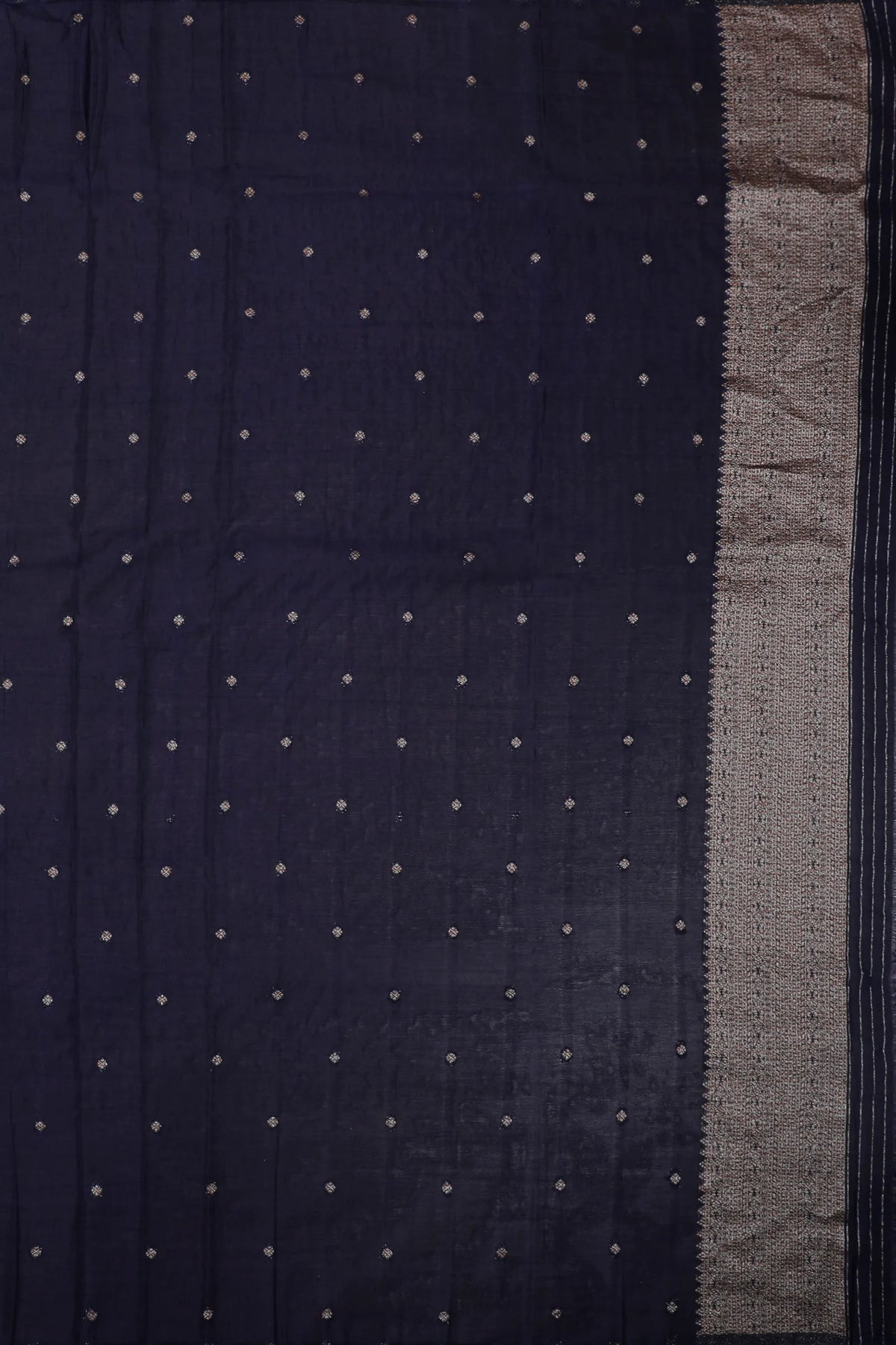 Navy Blue Powerloom Designer Saree