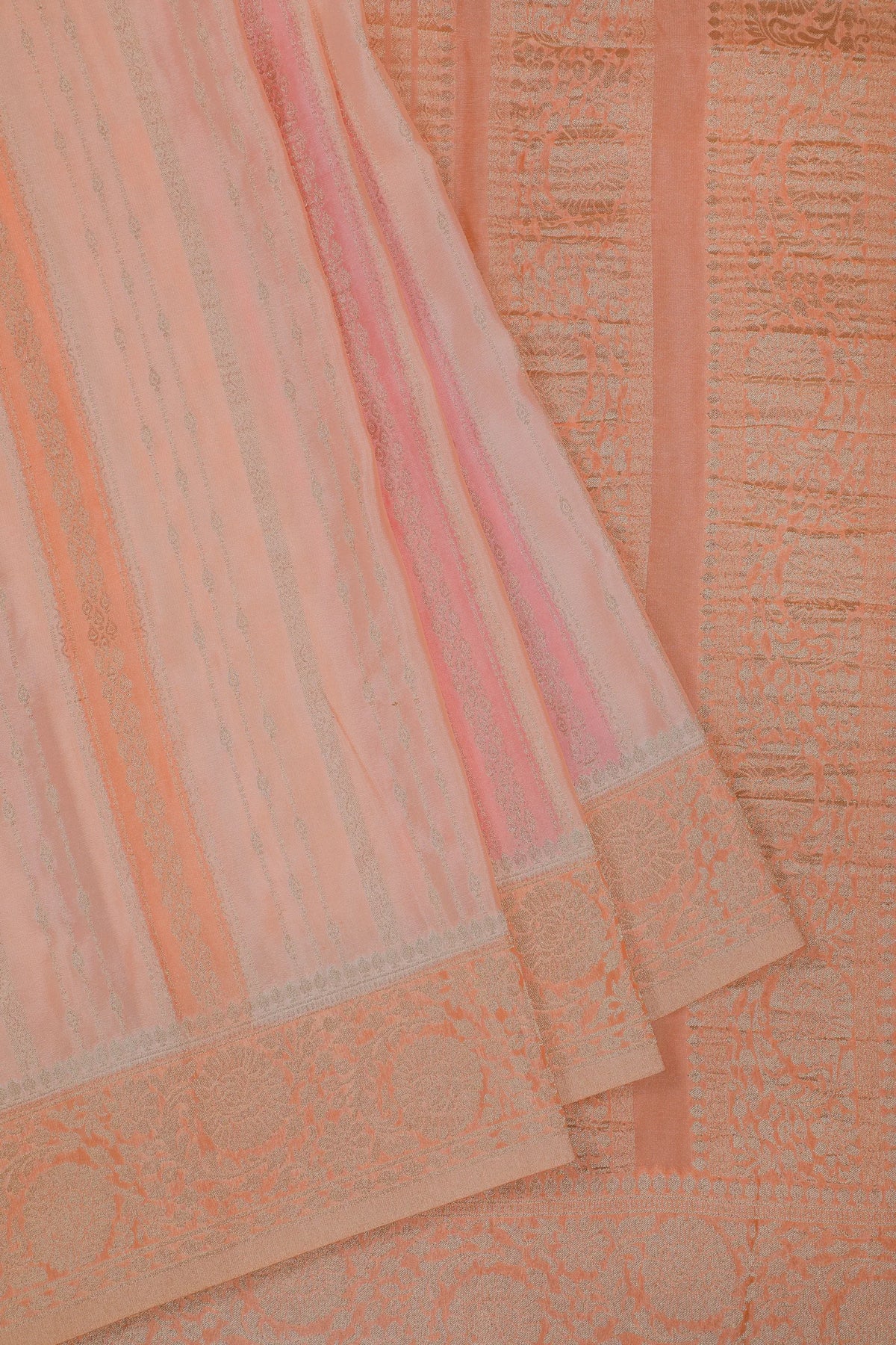 White Powerloom Designer Chiffon Saree with Orange Border