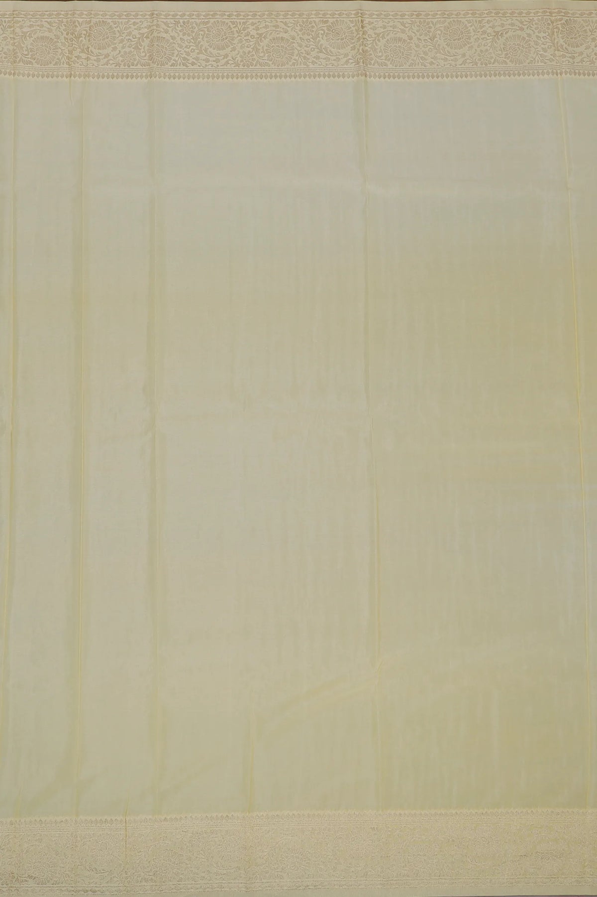 White Powerloom Designer Chiffon Saree with Lemon Yellow Border