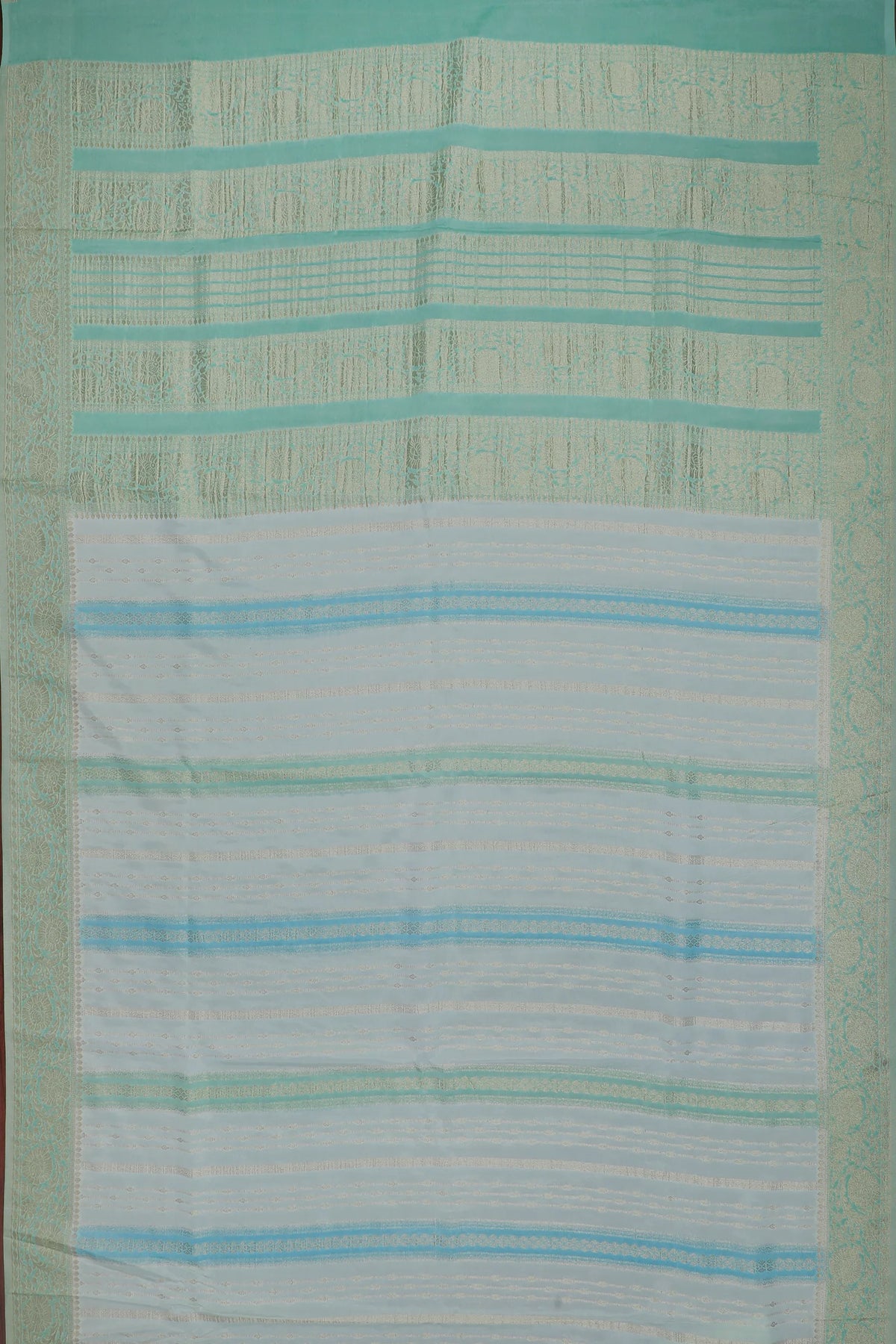 White Powerloom Designer Chiffon Saree with Pista Green Border