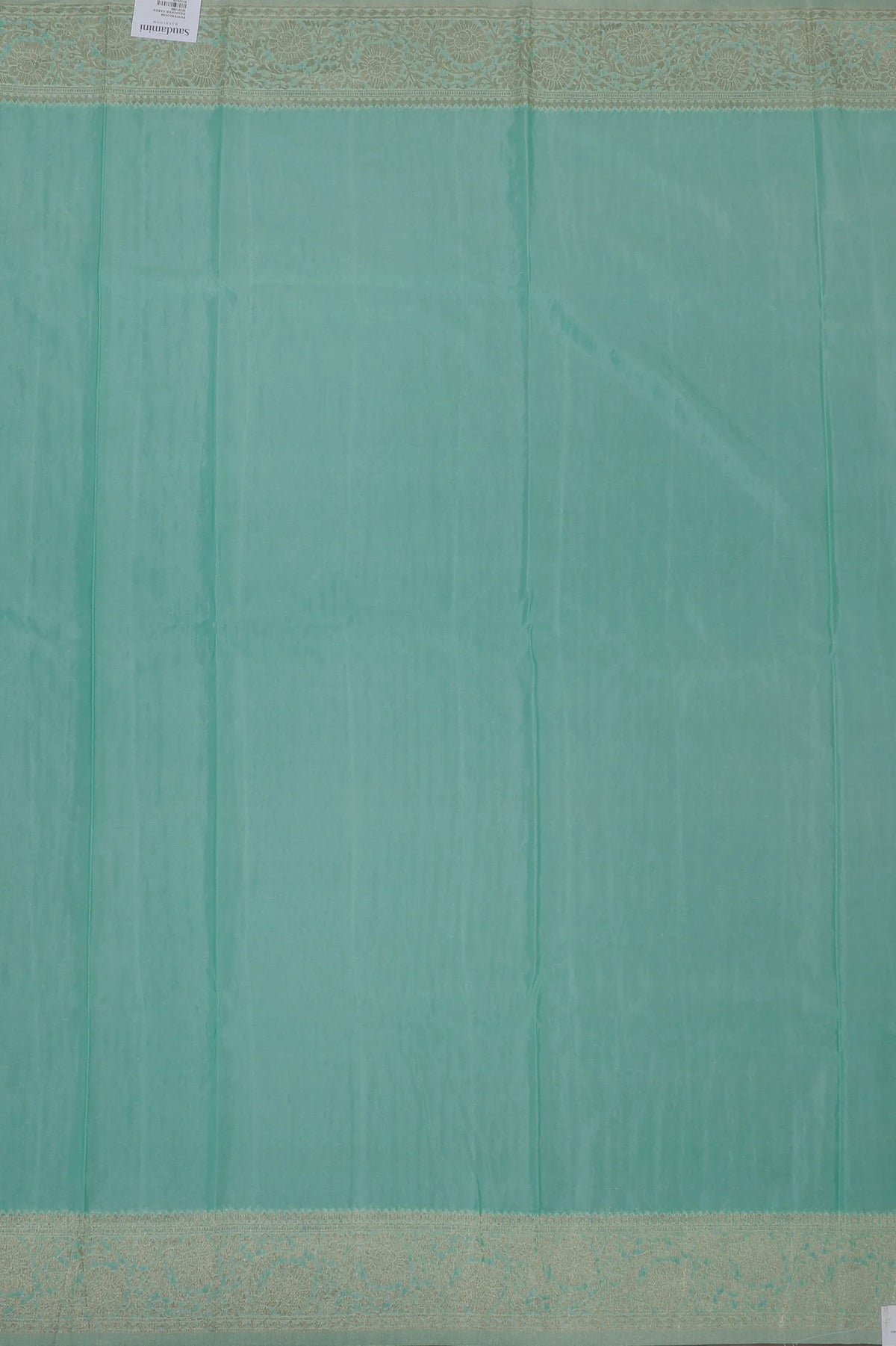 White Powerloom Designer Chiffon Saree with Pista Green Border