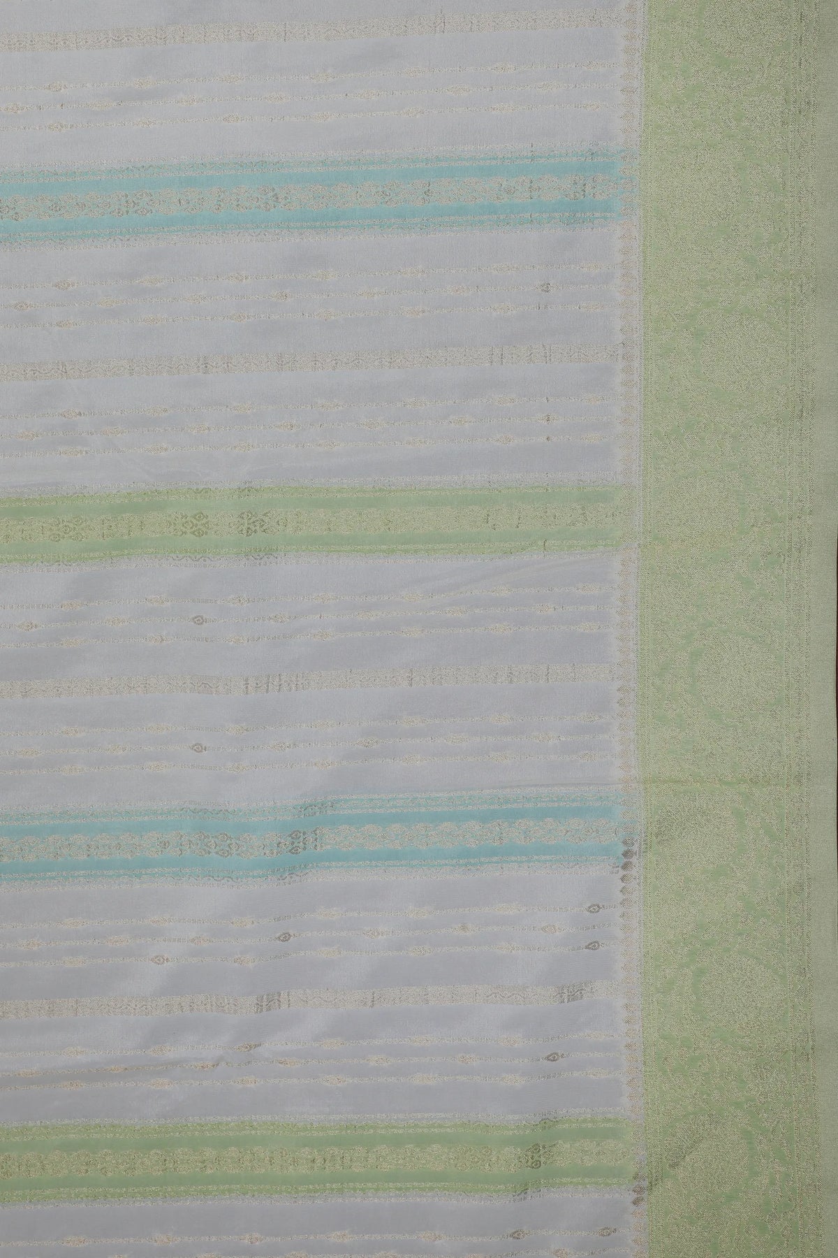 White Powerloom Designer Chiffon Saree with Lemon Green Border