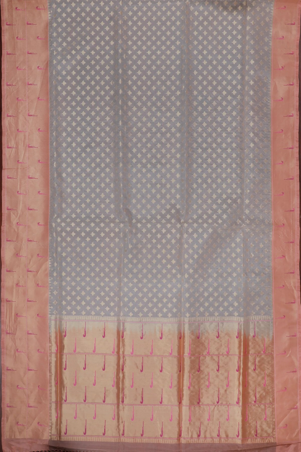 White Handloom Benarasi Katan Silk Saree