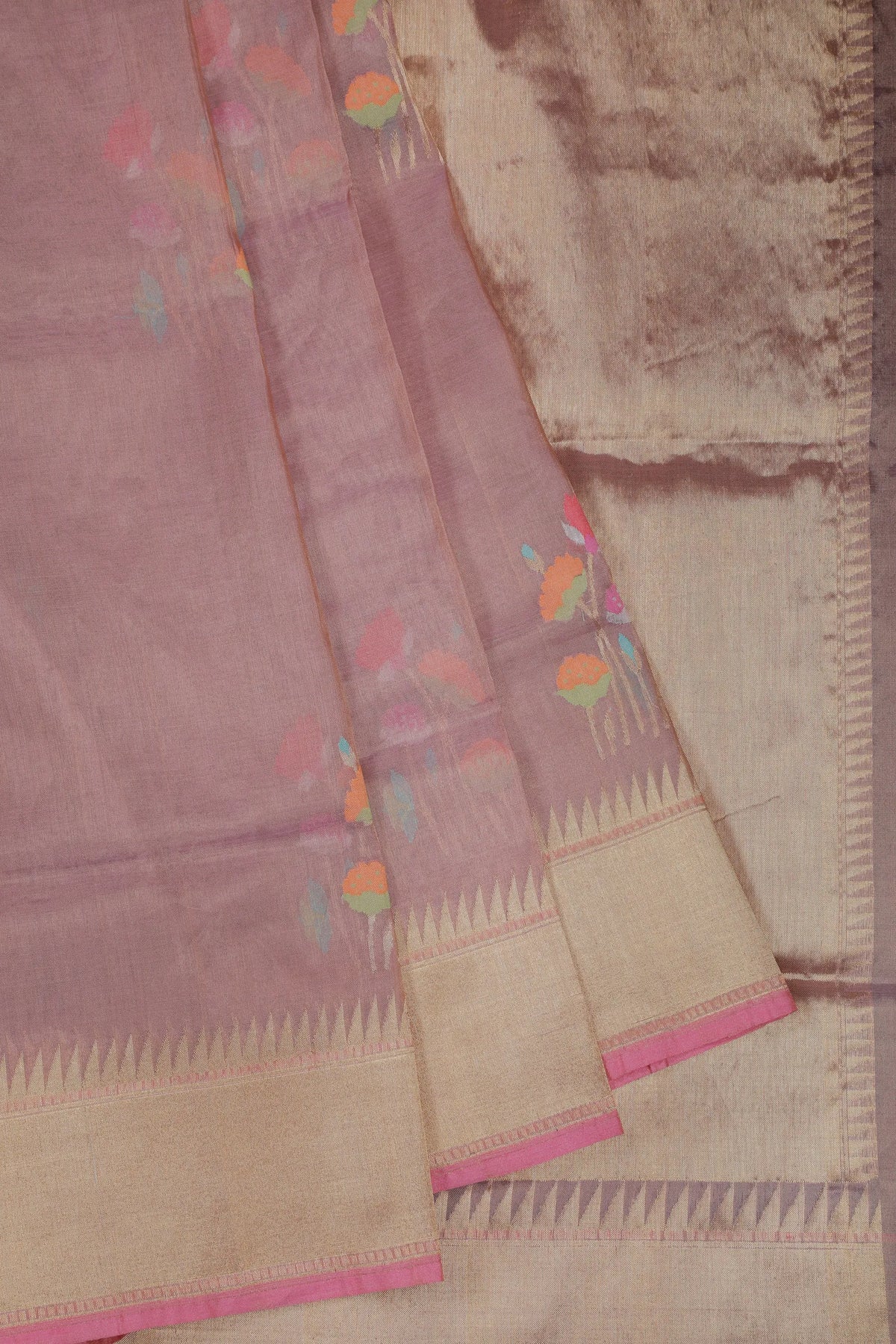 Lavender Handloom Benarasi Jamdani Tissue Pure Silk Saree
