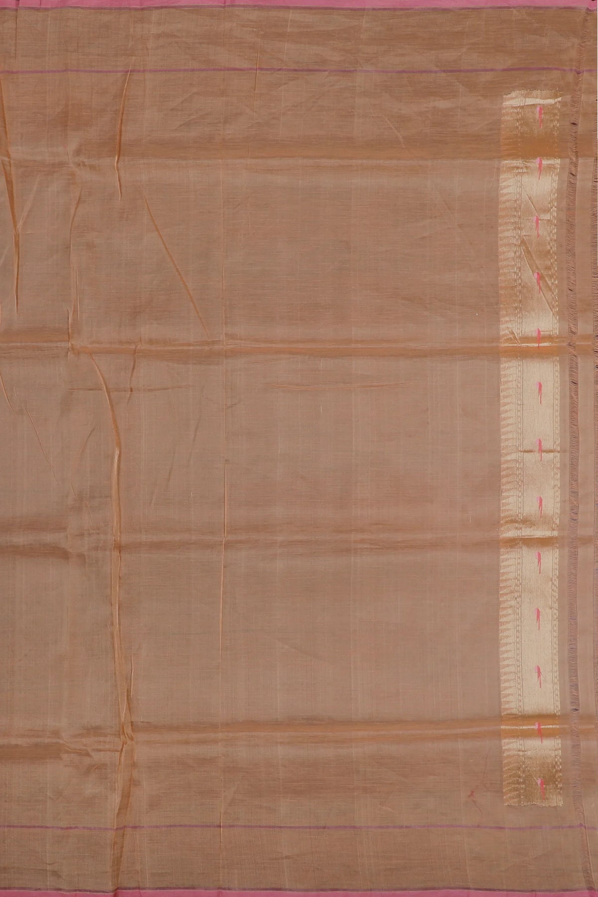 Light Peach Handloom Benarasi Jamdani Tissue Pure Silk Saree