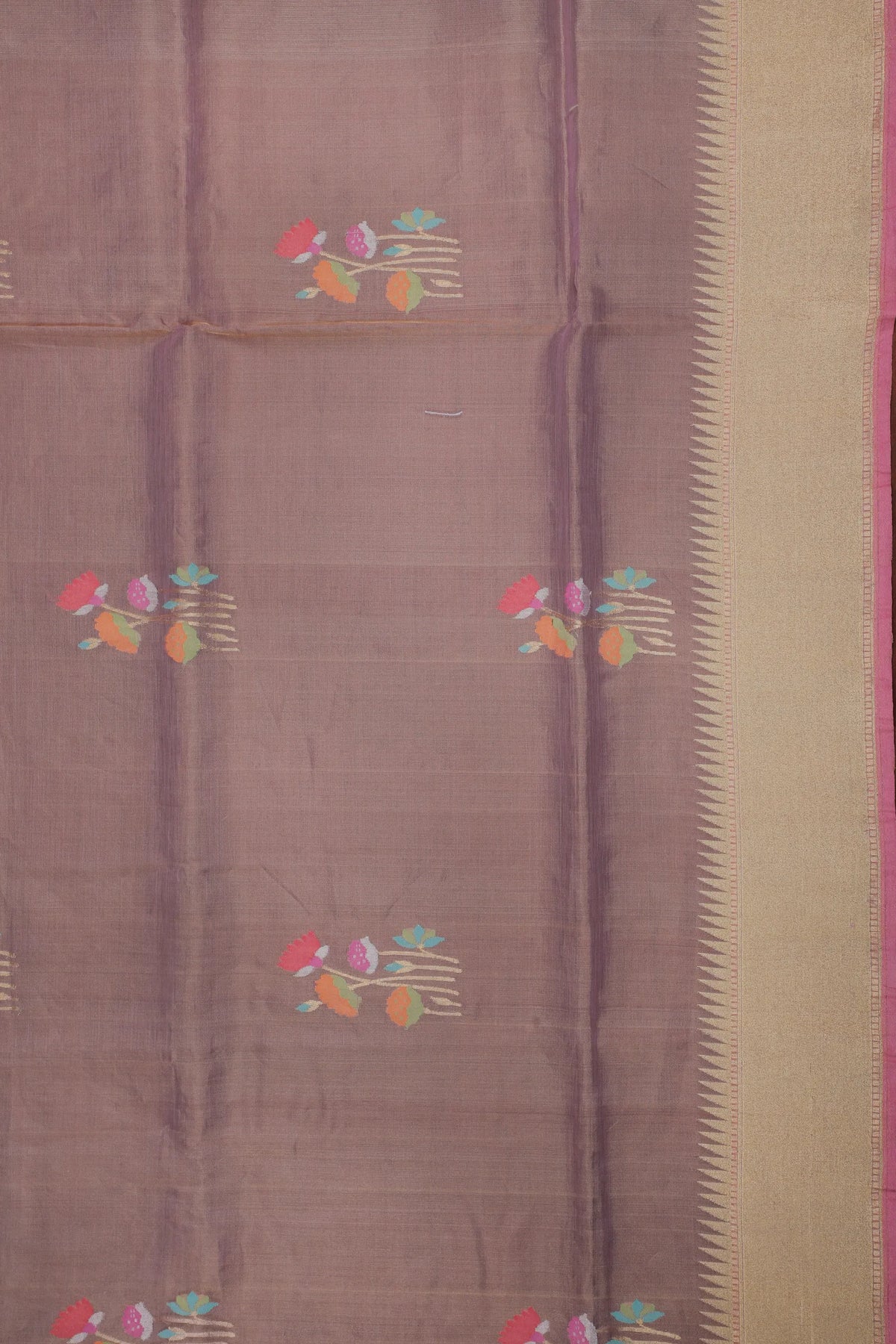 Lavender Handloom Benarasi Jamdani Tissue Pure Silk Saree