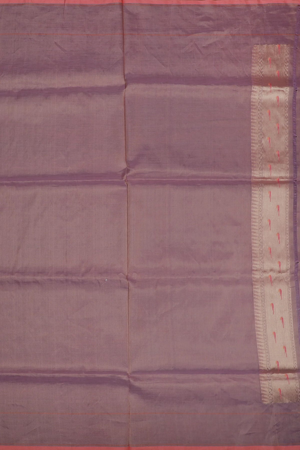 Dark Lavender Handloom Benarasi Jamdani Tissue Pure Silk Saree