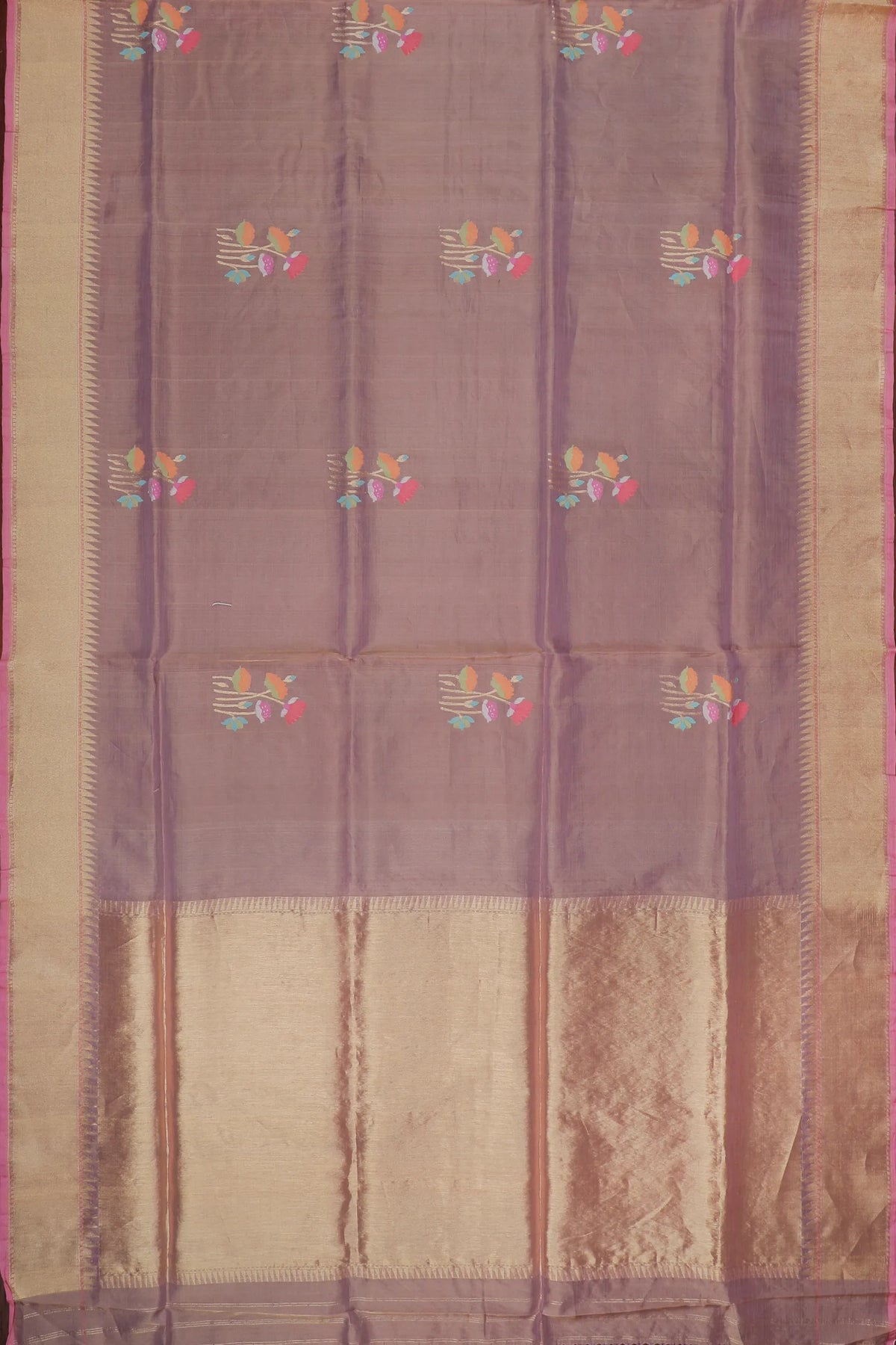 Lavender Handloom Benarasi Jamdani Tissue Pure Silk Saree