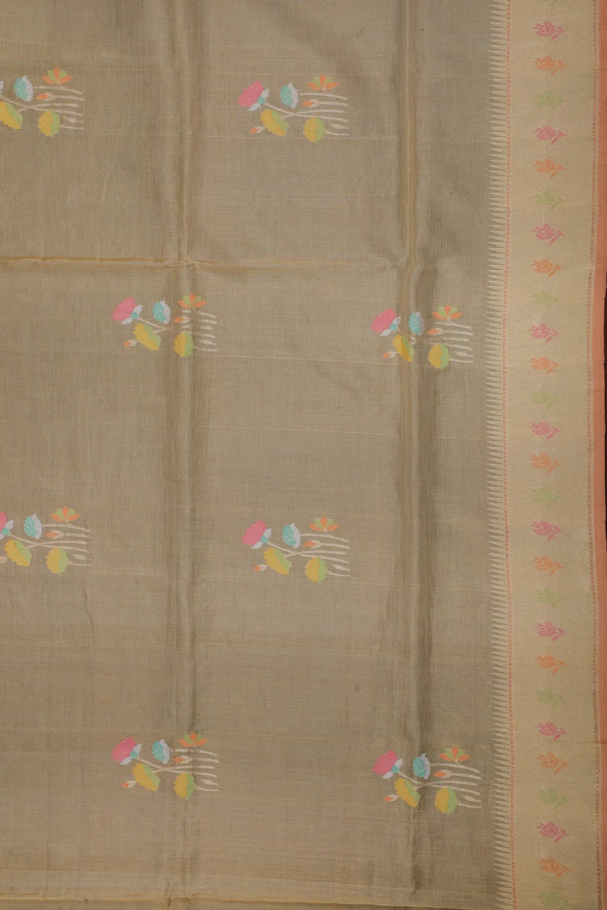 Lemon Yellow Handloom Benarasi Jamdani Tissue Pure Silk Saree