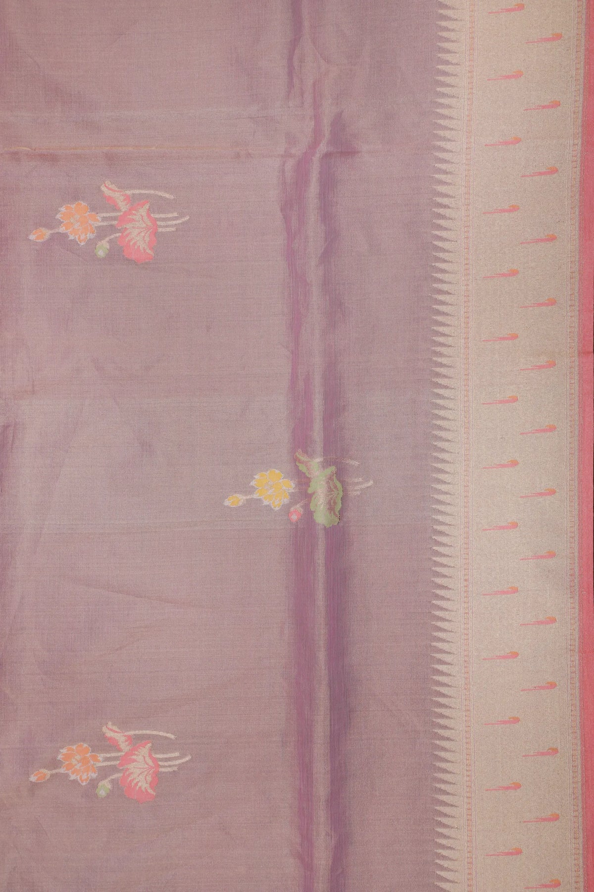 Lavender Handloom Benarasi Jamdani Tissue Pure Silk Saree