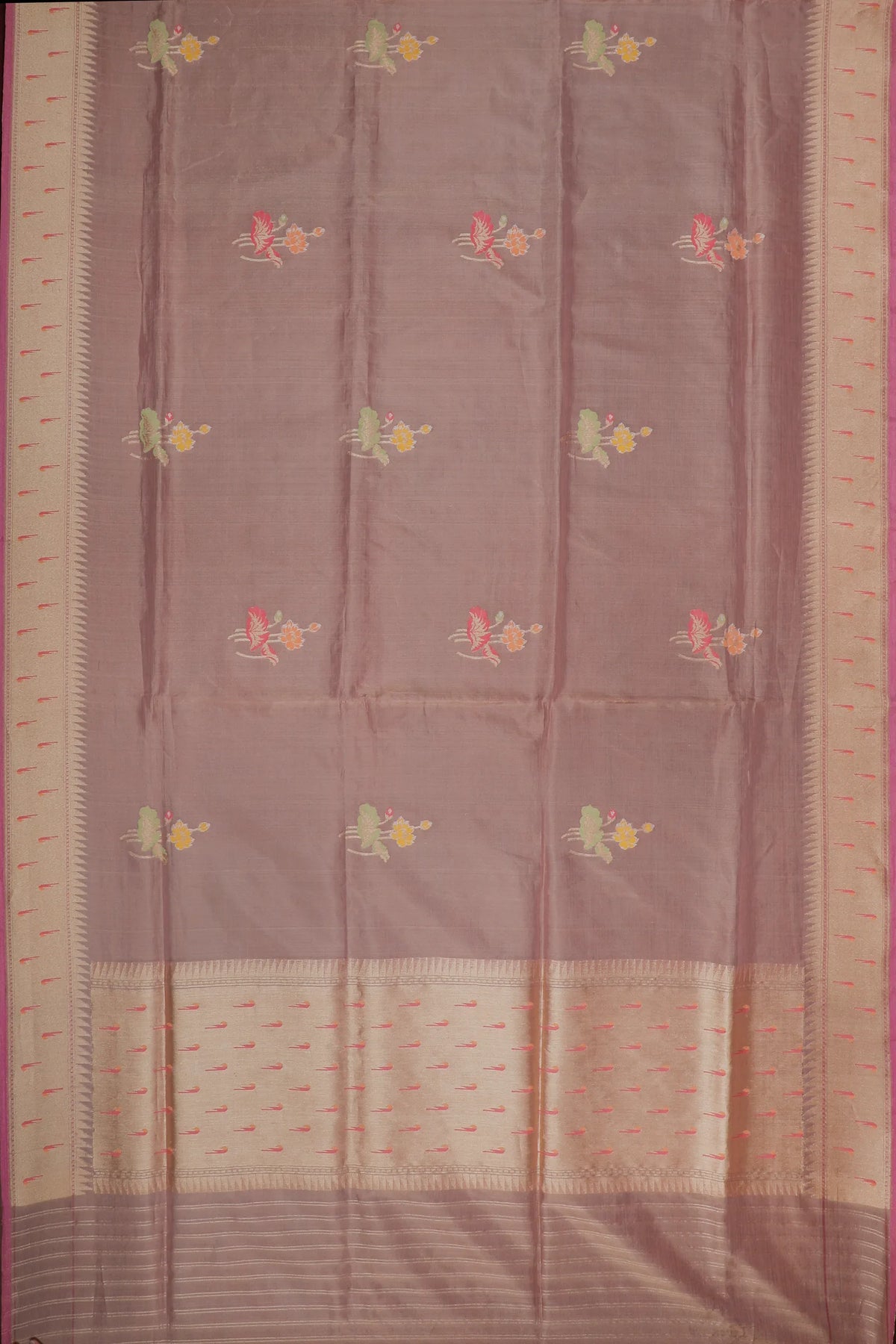 Baby Pink Handloom Benarasi Jamdani Tissue Pure Silk Saree