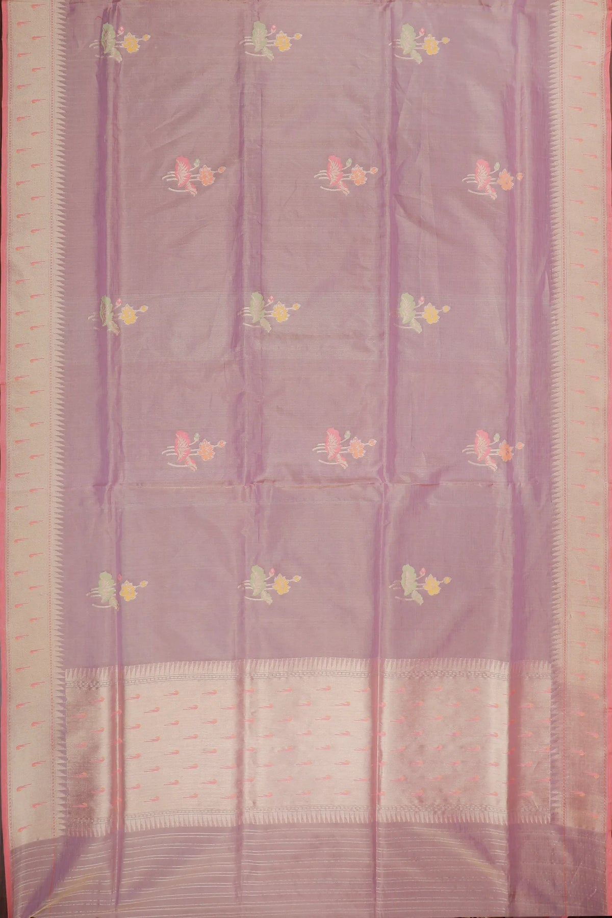 Lavender Handloom Benarasi Jamdani Tissue Pure Silk Saree