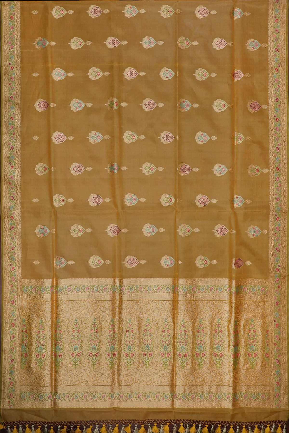 Yellow Handloom Benarasi Kora Silk Saree