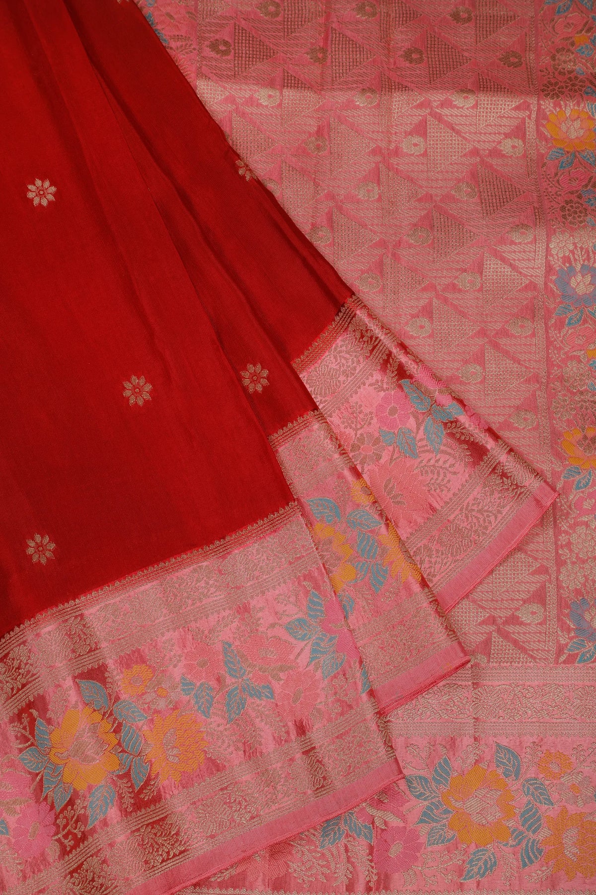 Red Powerloom Benarasi Satin Saree