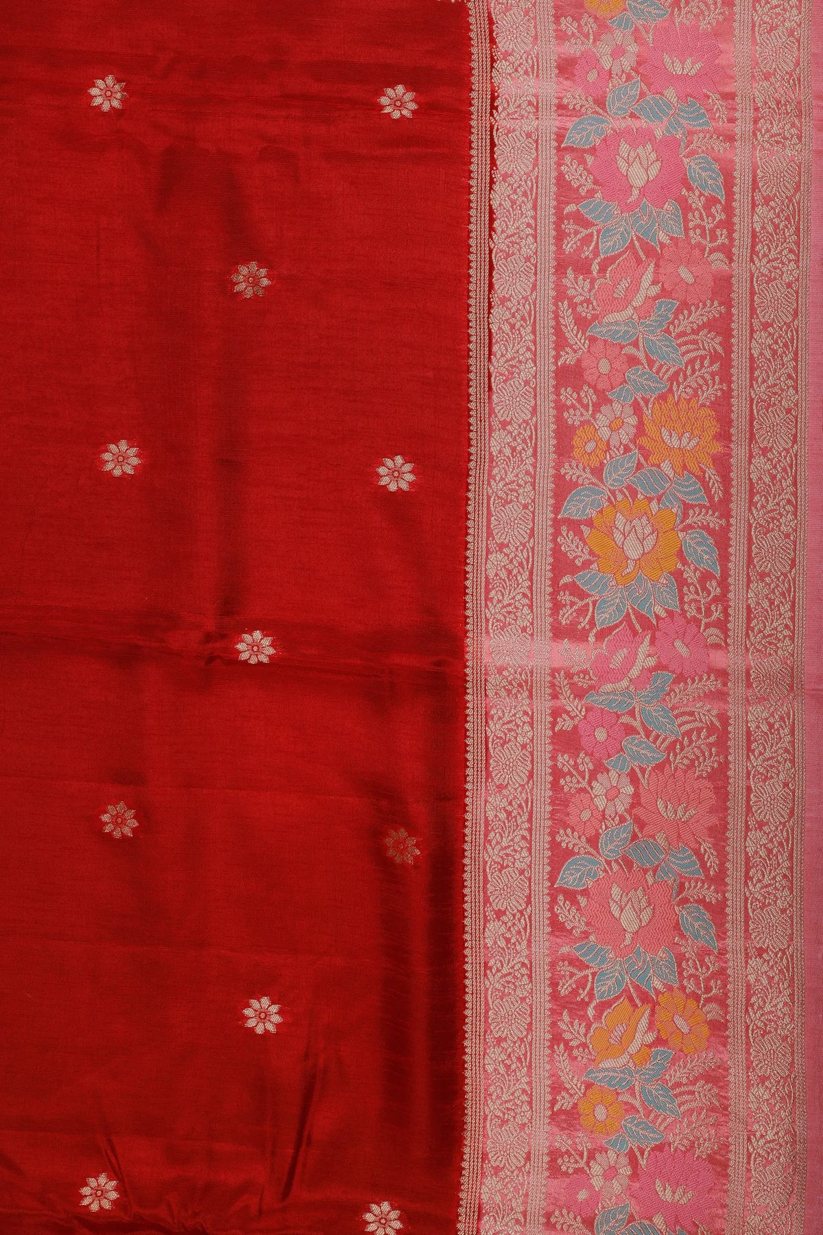 Red Powerloom Benarasi Satin Saree
