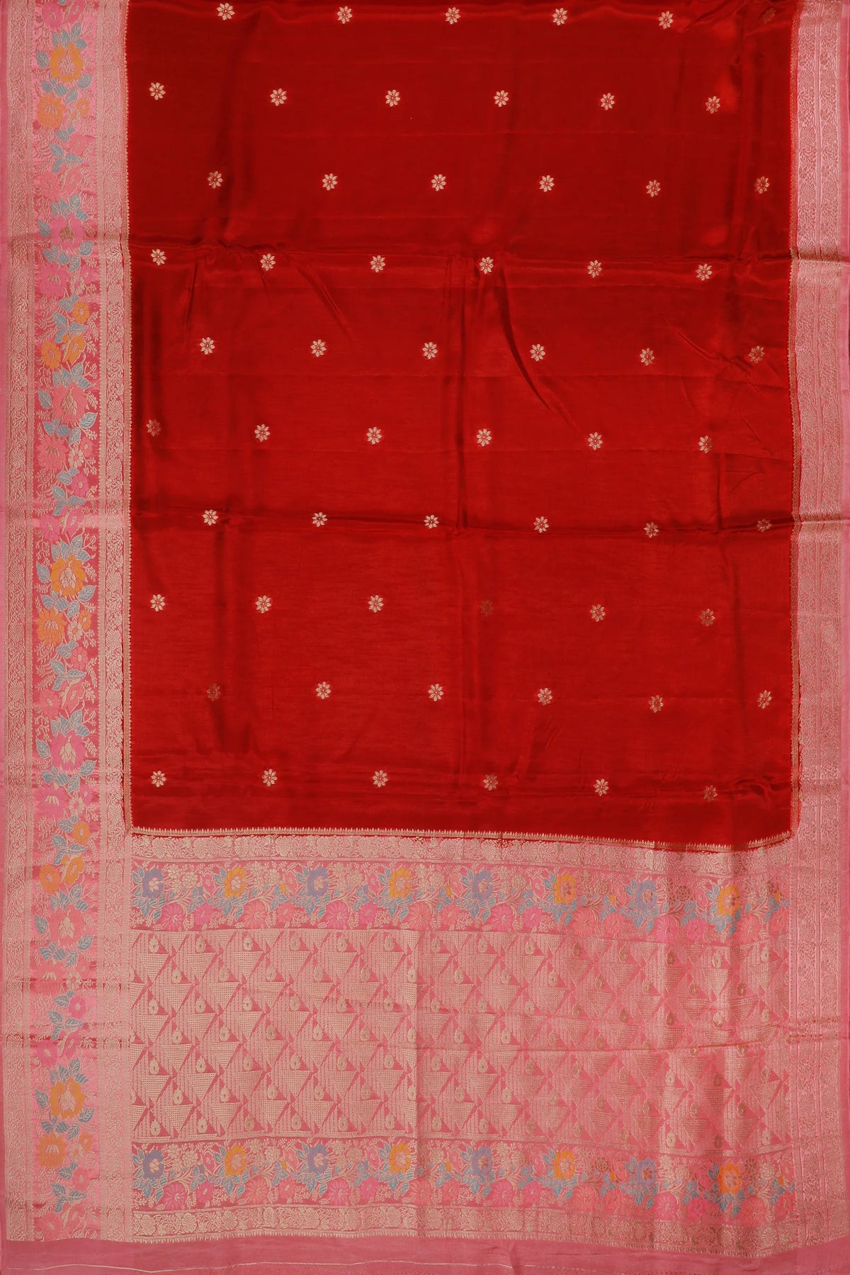 Red Powerloom Benarasi Satin Saree