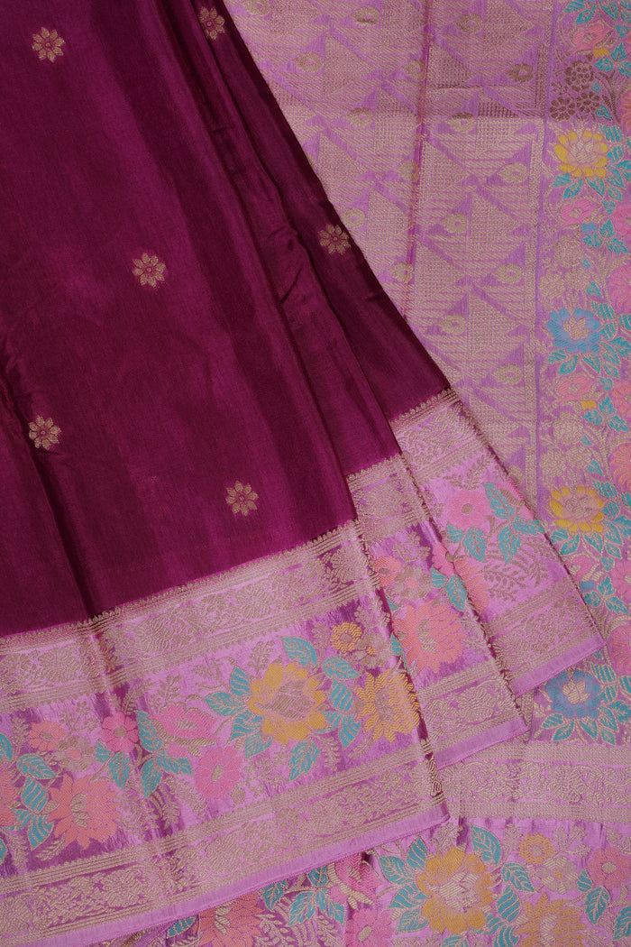 Purple Powerloom Benarasi Satin Saree