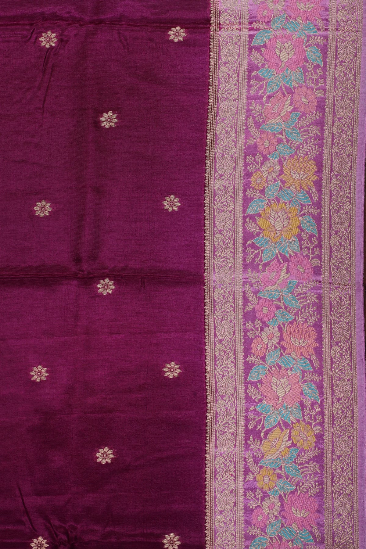 Purple Powerloom Benarasi Satin Saree