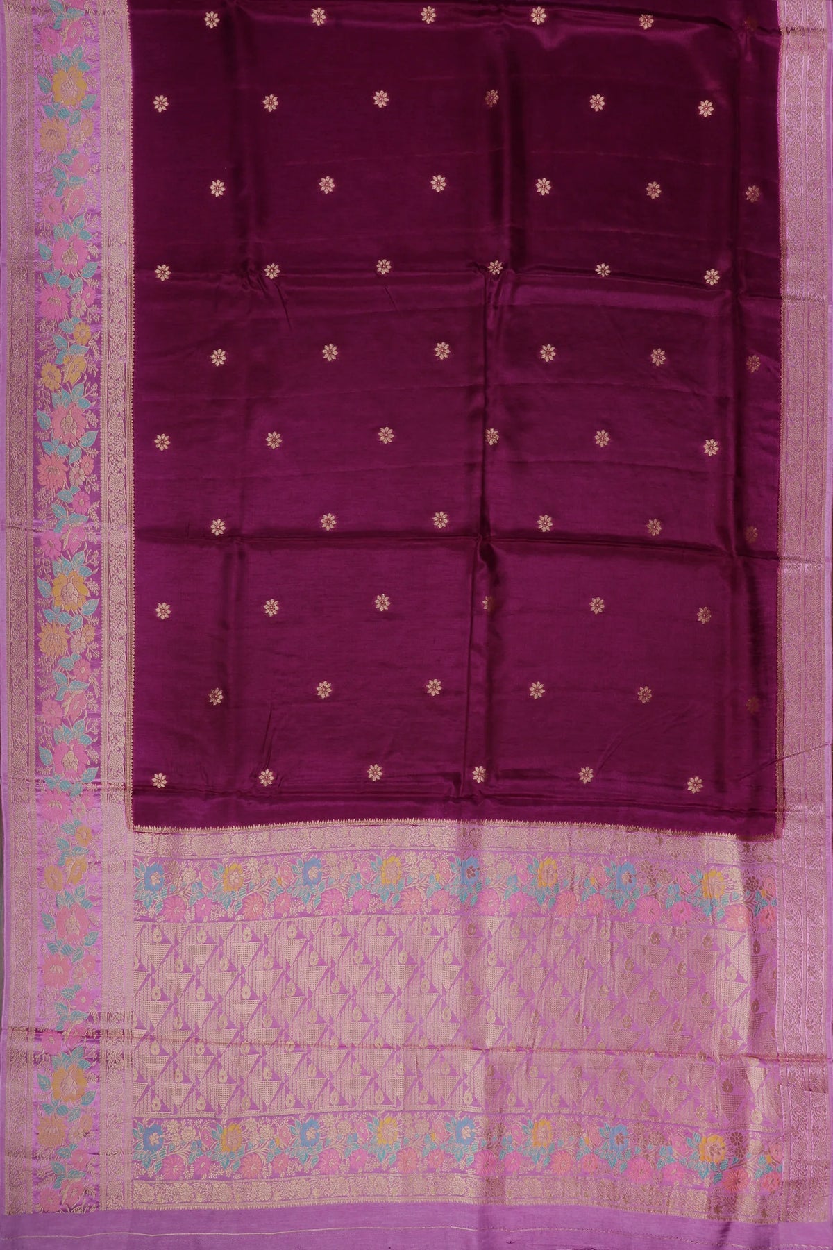 Purple Powerloom Benarasi Satin Saree