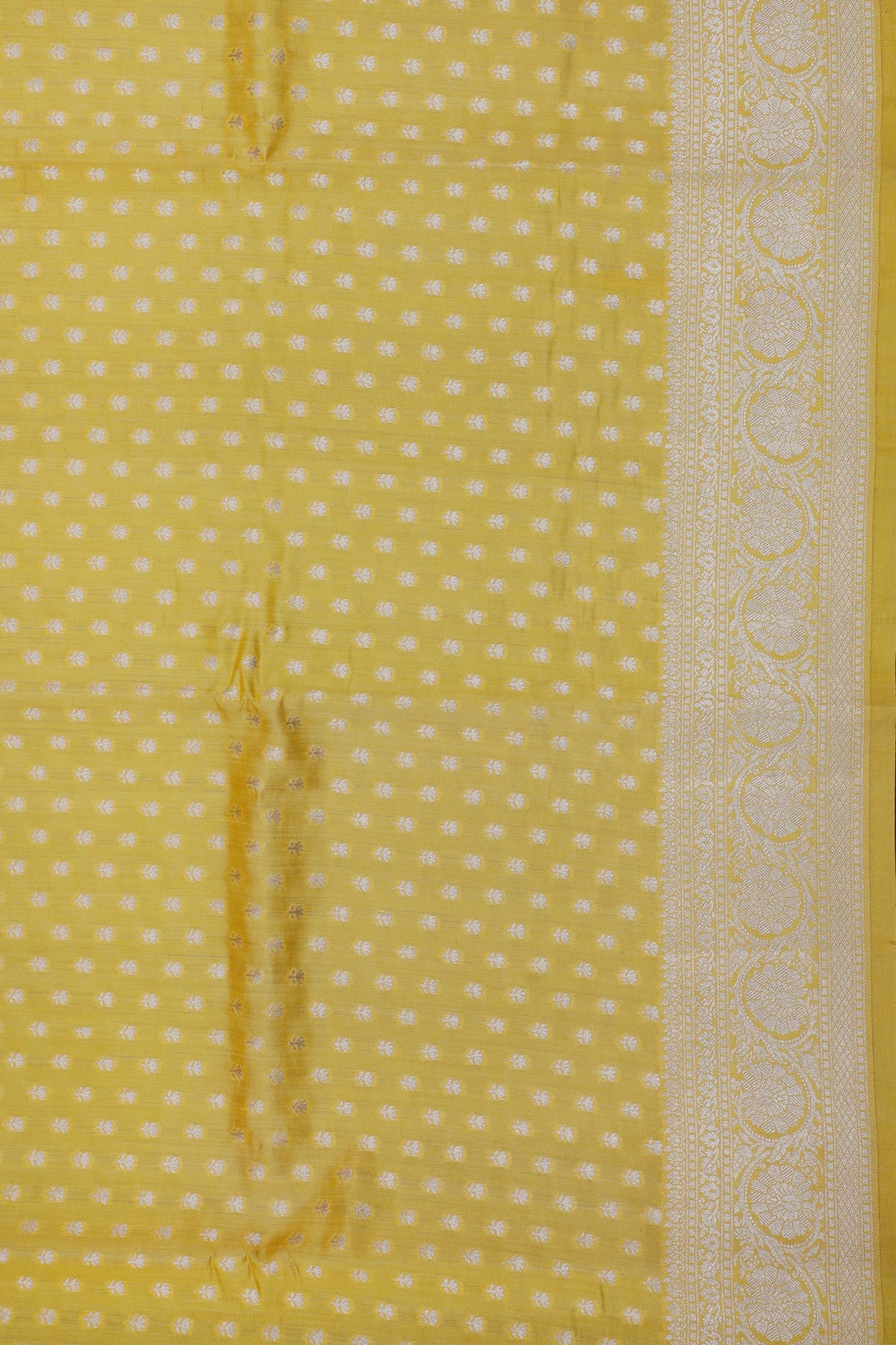 Lemon Yellow Powerloom Chinia Benarasi Pure Silk Saree