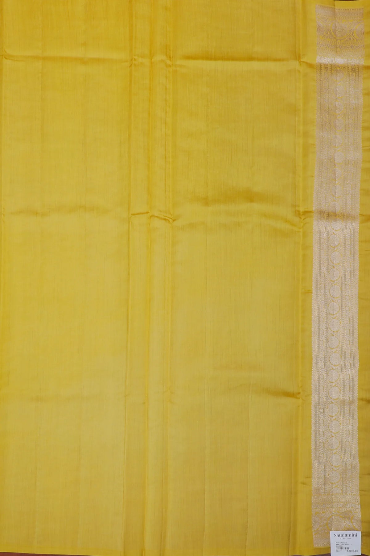 Lemon Yellow Powerloom Chinia Benarasi Pure Silk Saree