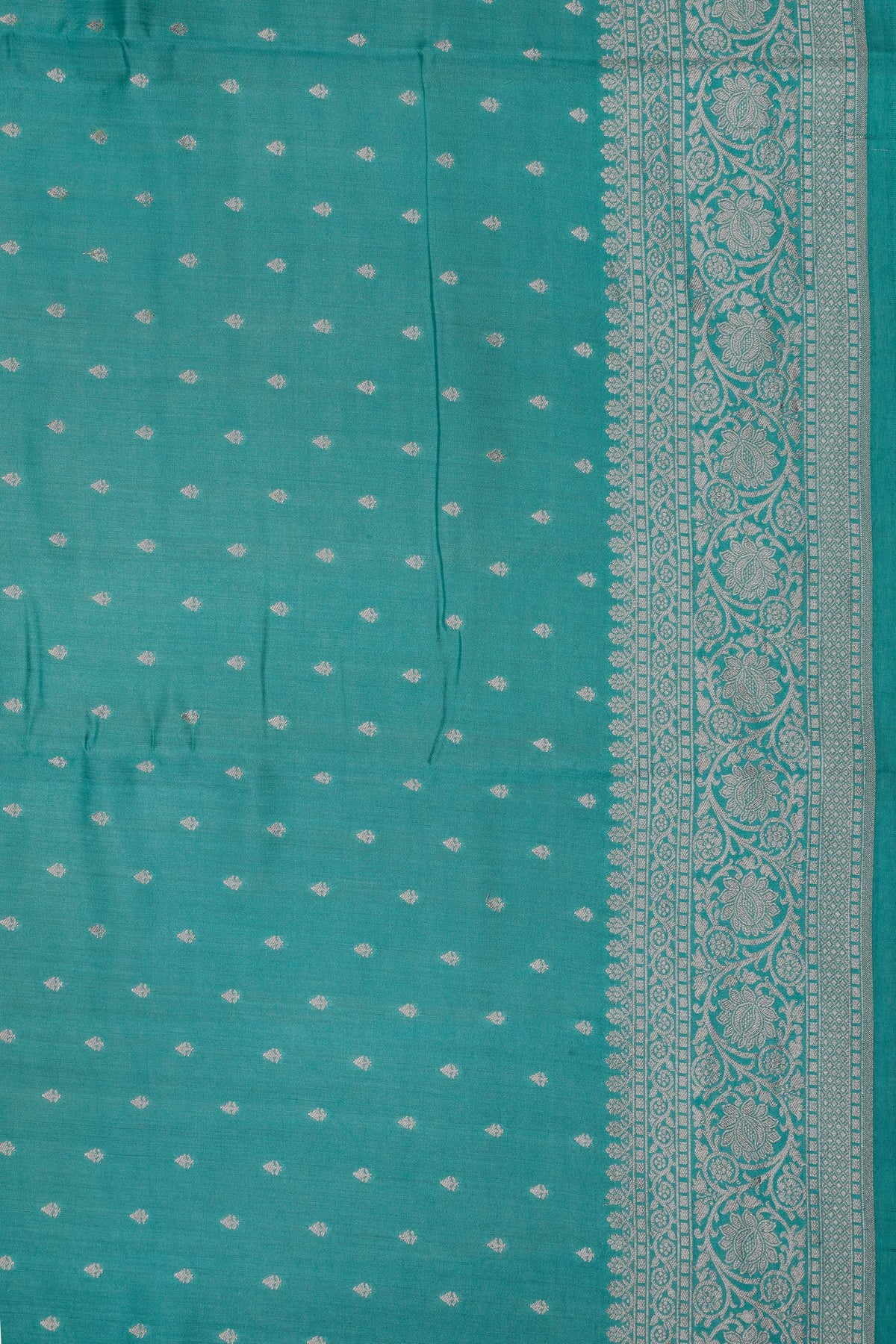 Sea Green Powerloom Chinia Benarasi Pure Silk Saree