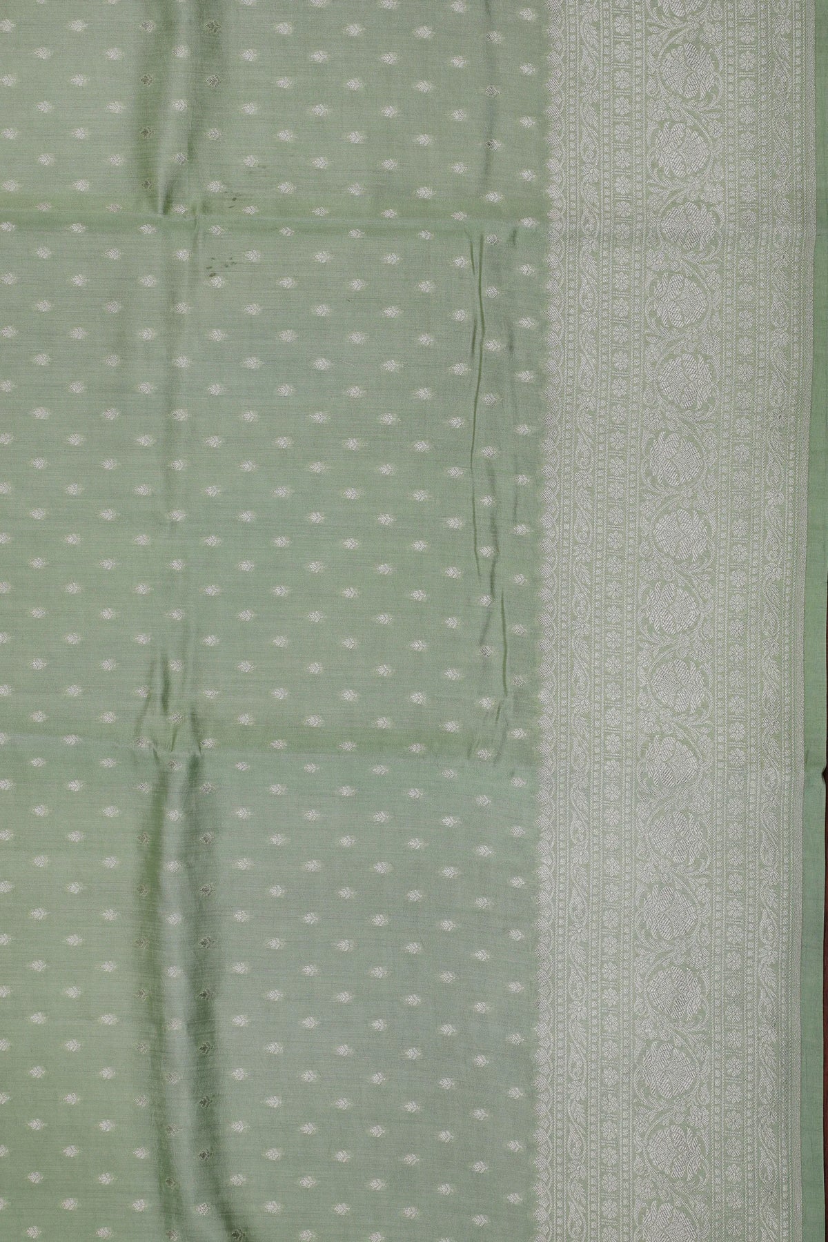 Pista Green Powerloom Chinia Benarasi Pure Silk Saree