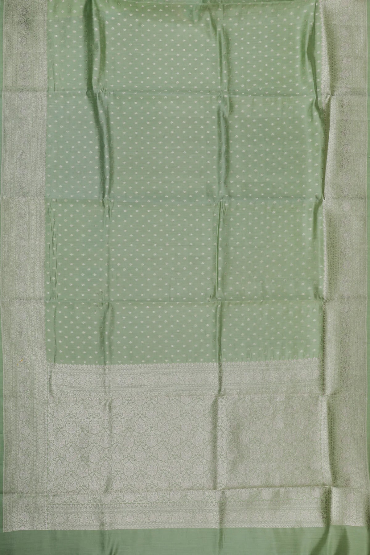 Pista Green Powerloom Chinia Benarasi Pure Silk Saree