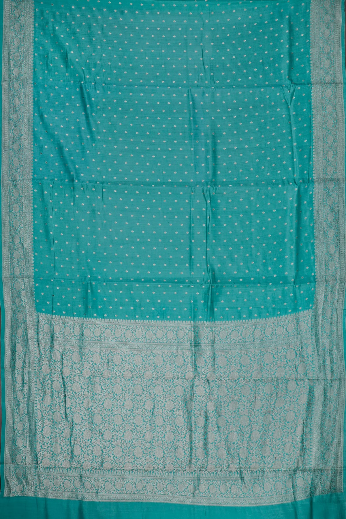 Sea Green Powerloom Chinia Benarasi Pure Silk Saree