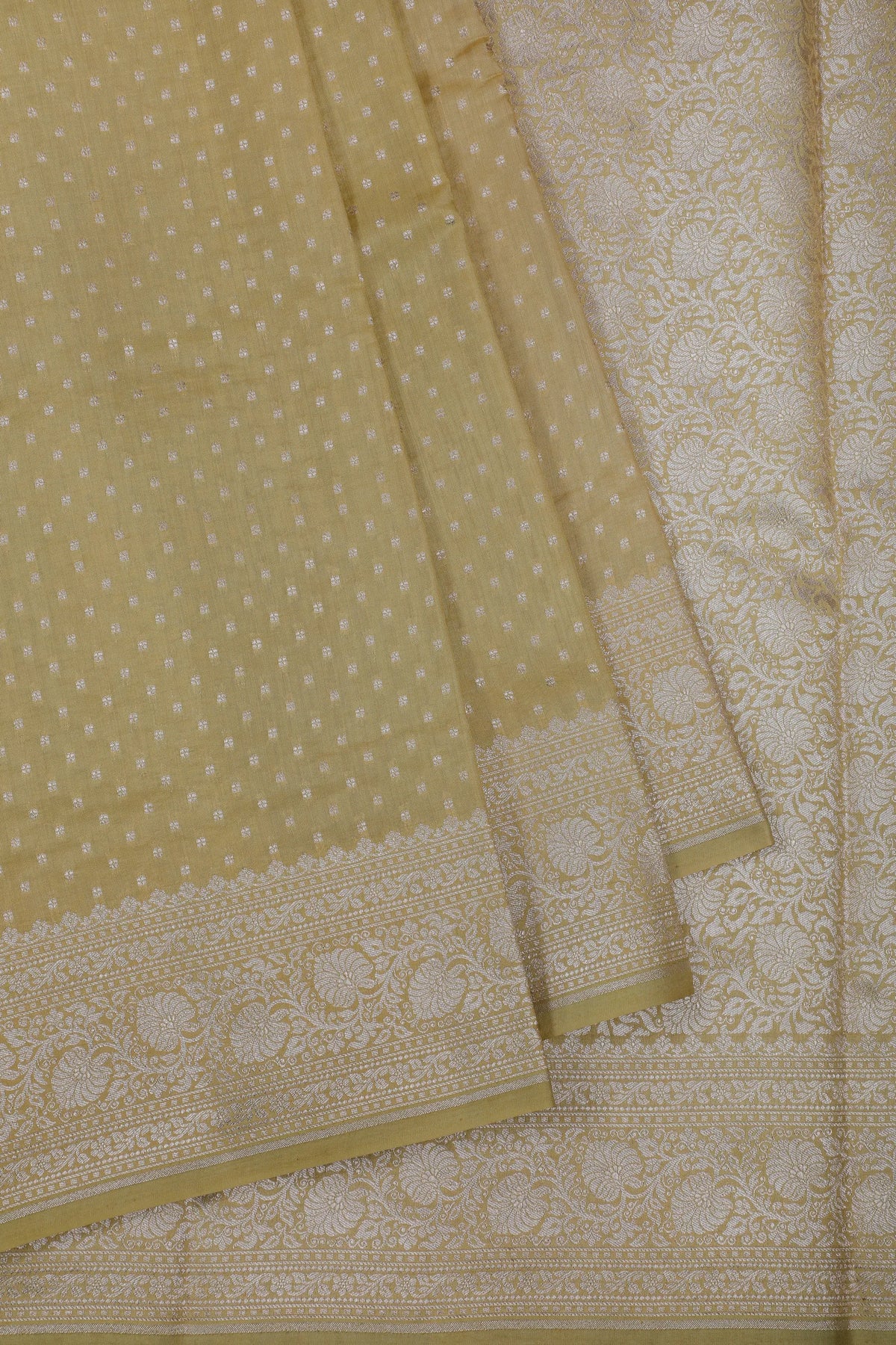 Yellow Powerloom Chinia Benarasi Pure Silk Saree