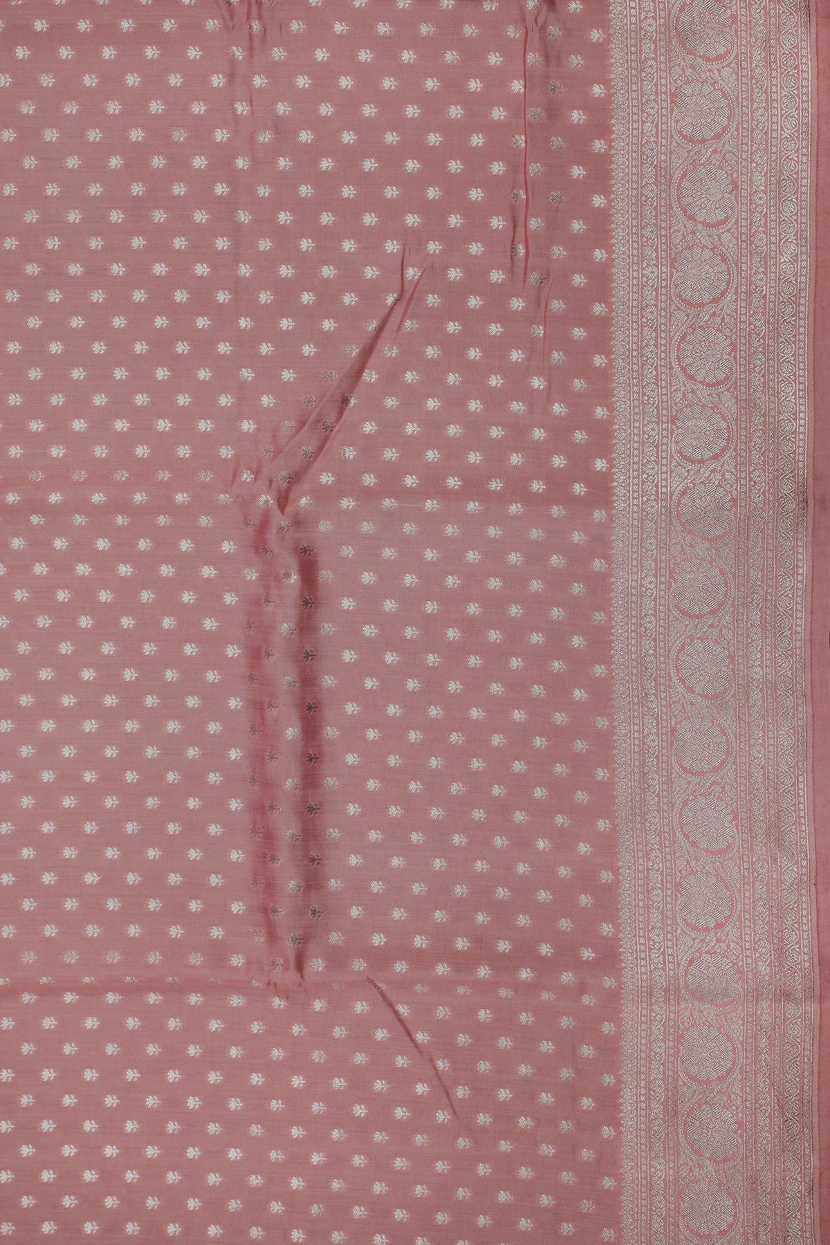Peach Powerloom Chinia Benarasi Pure Silk Saree