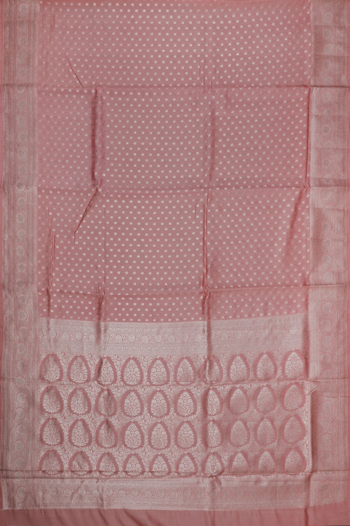 Peach Powerloom Chinia Benarasi Pure Silk Saree
