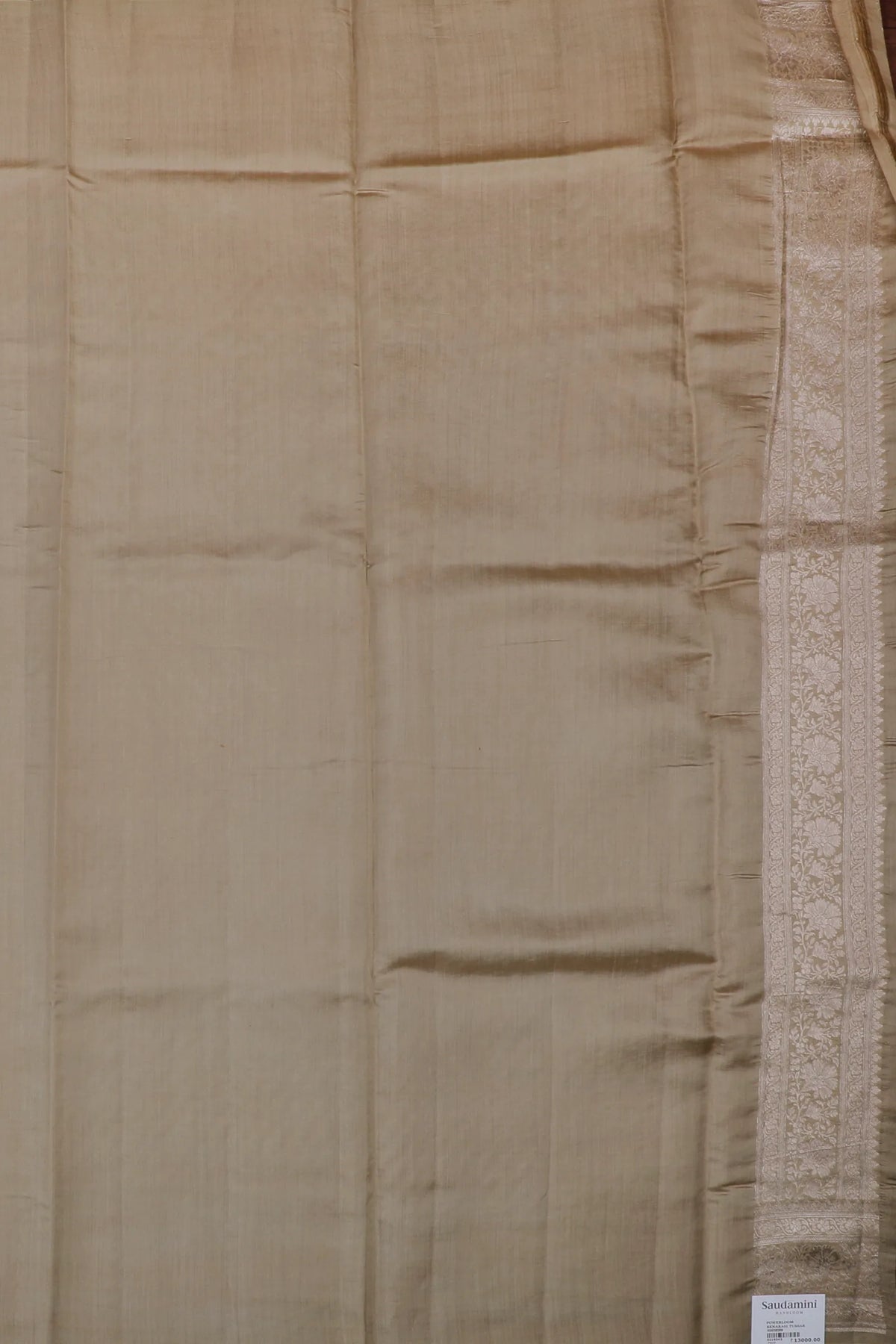 Ivory Powerloom Chinia Benarasi Pure Silk Saree