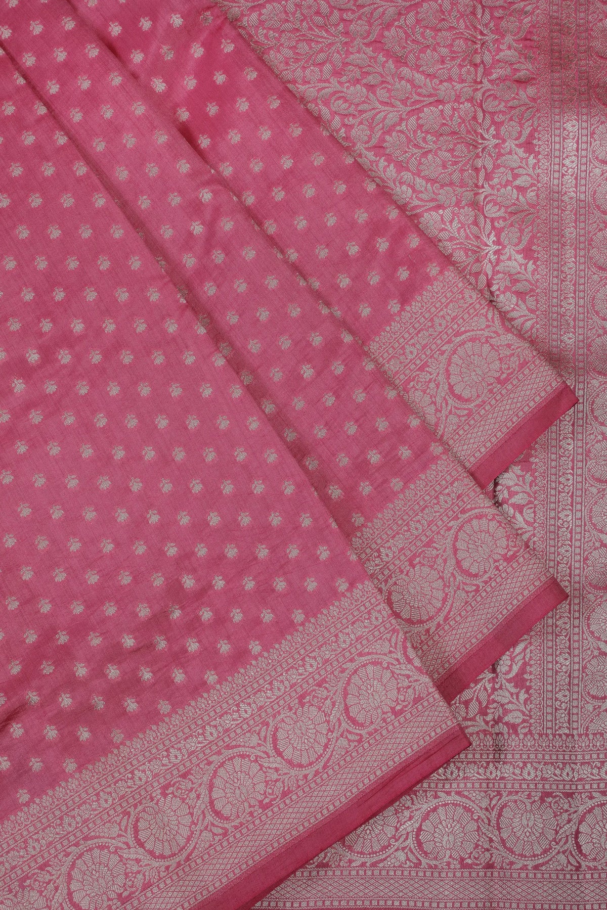 Onion Pink Powerloom Chinia Benarasi Pure Silk Saree