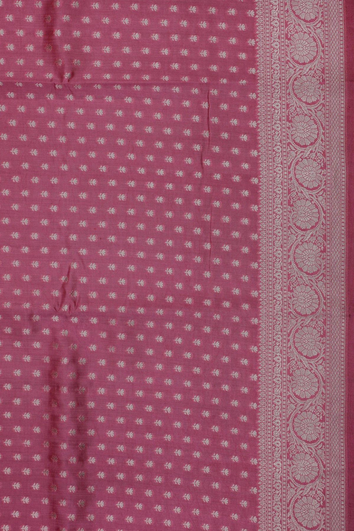 Onion Pink Powerloom Chinia Benarasi Pure Silk Saree