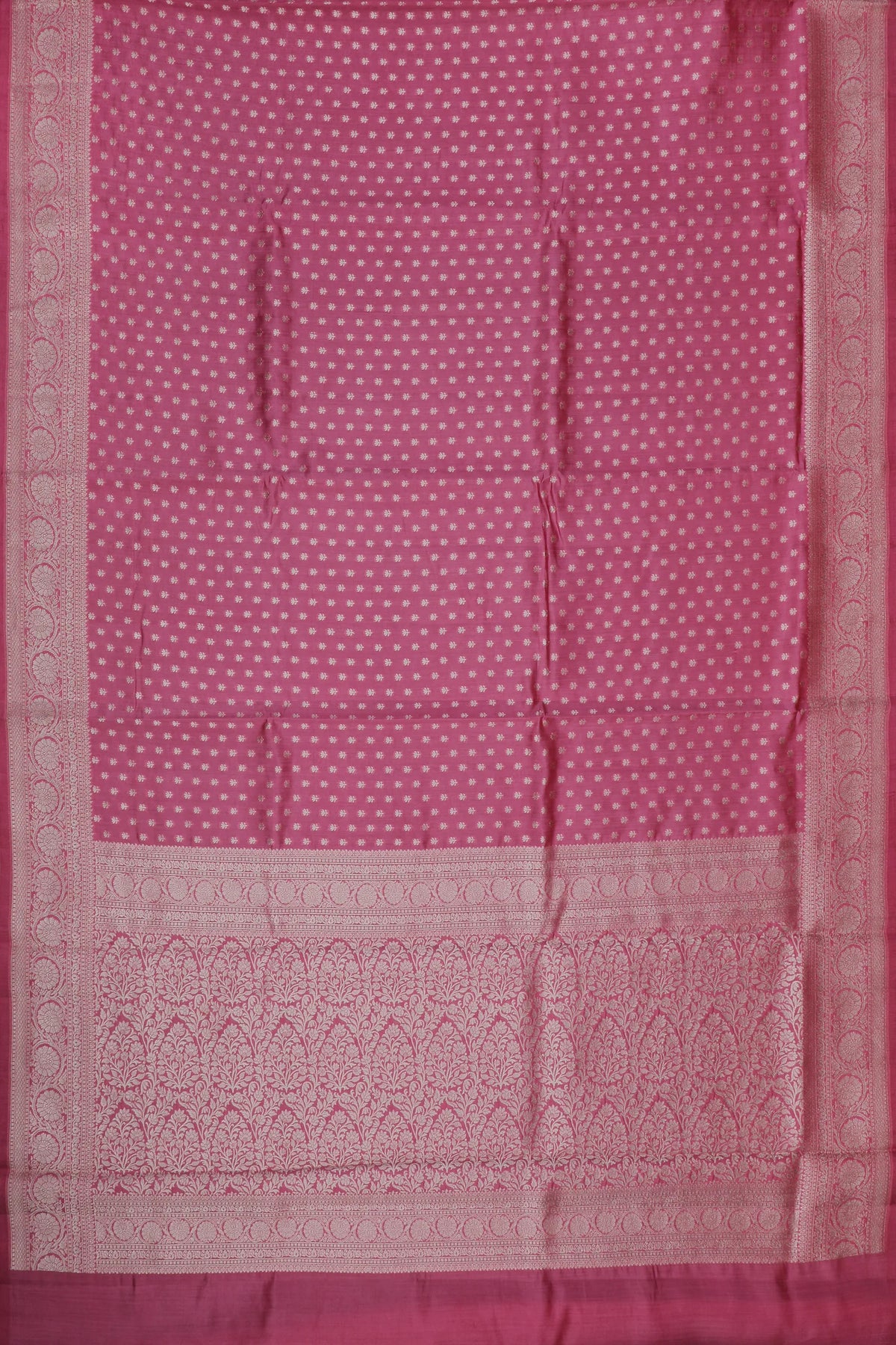 Onion Pink Powerloom Chinia Benarasi Pure Silk Saree