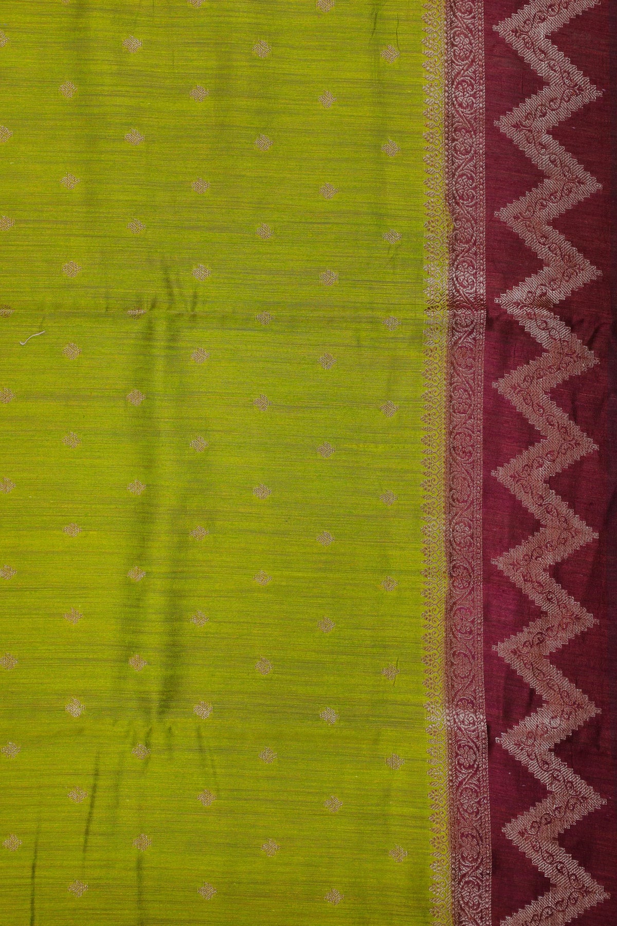 Parrot Green Powerloom Benarasi Dupion Silk Saree