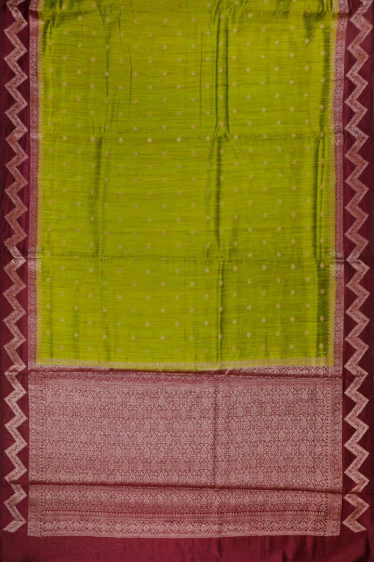 Parrot Green Powerloom Benarasi Dupion Silk Saree