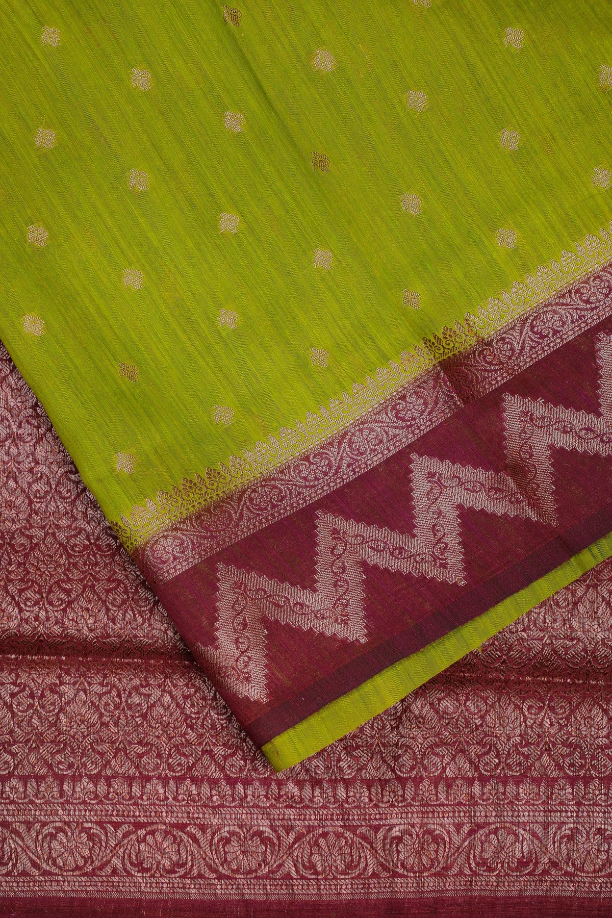 Parrot Green Powerloom Benarasi Dupion Silk Saree