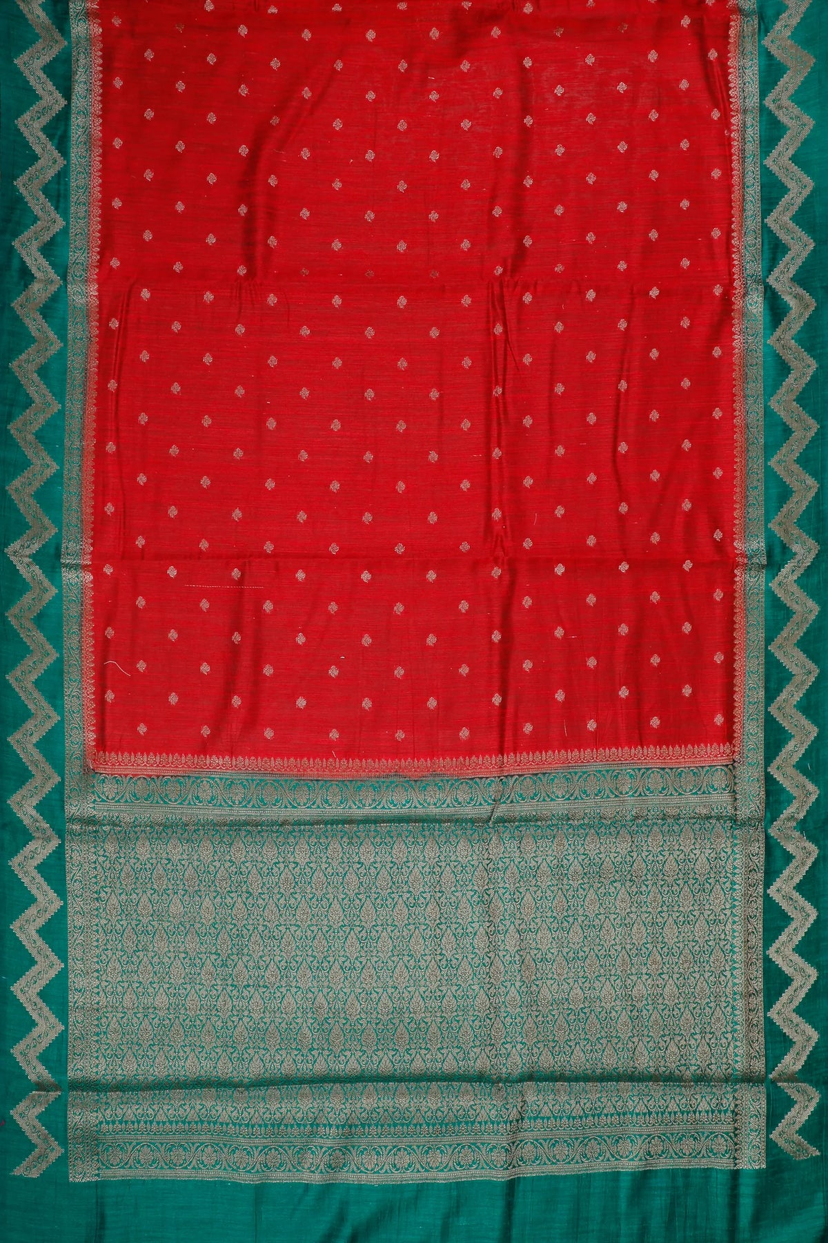 Red Powerloom Benarasi Dupion Silk Saree