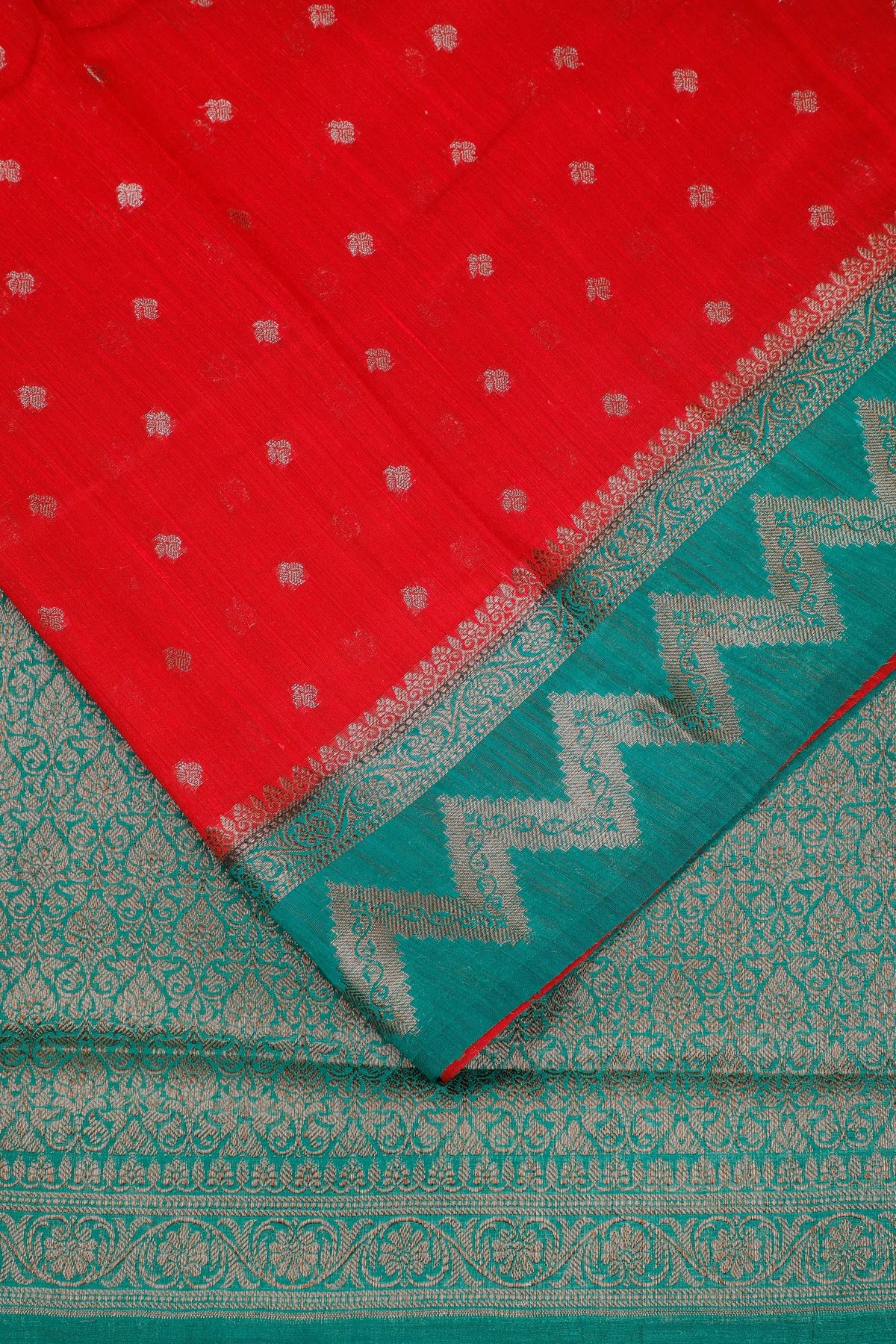 Red Powerloom Benarasi Dupion Silk Saree