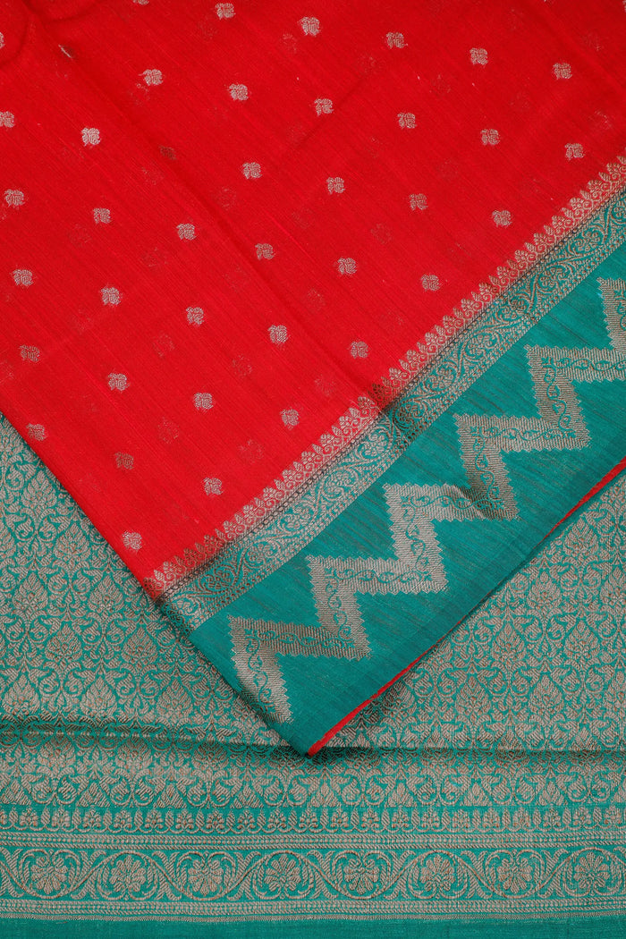 Red Powerloom Benarasi Dupion Silk Saree - detail 3