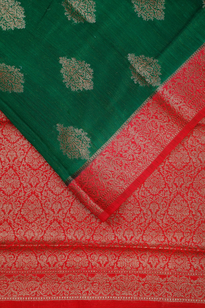 Green Powerloom Benarasi Dupion Silk Saree - detail 3