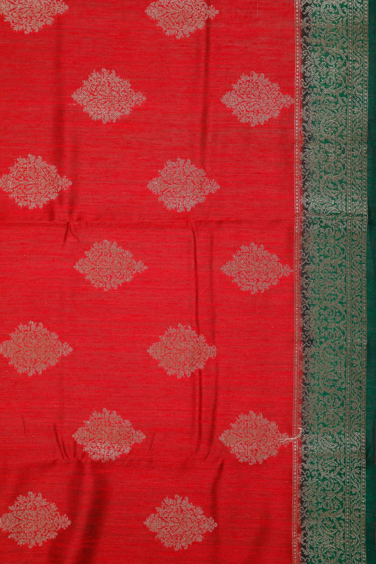 Red Powerloom Benarasi Dupion Silk Saree